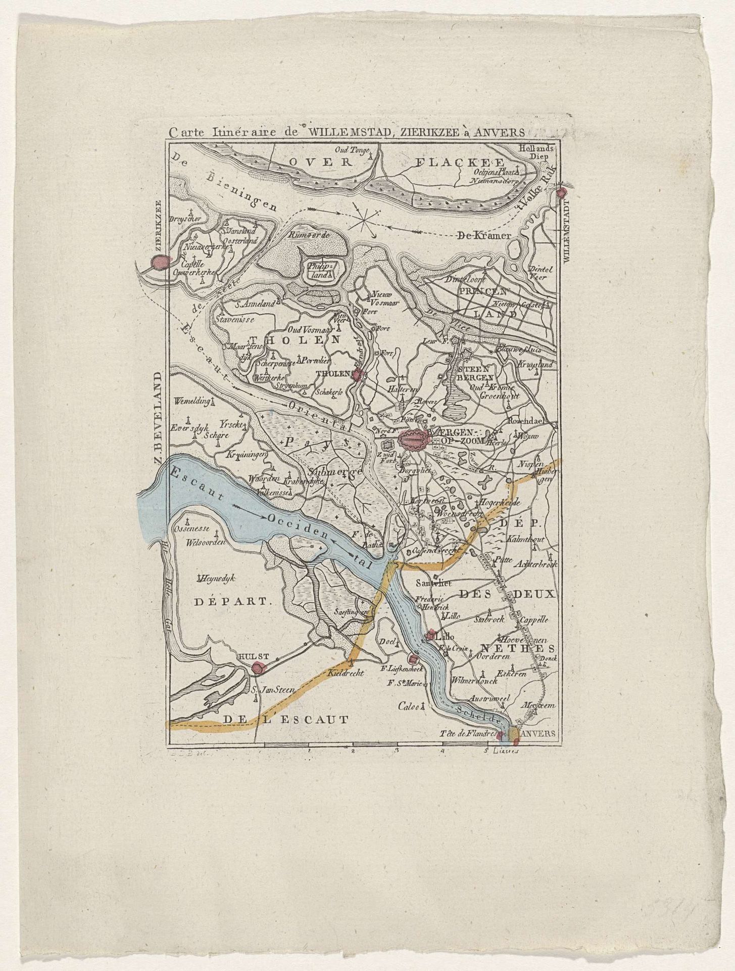 Kaart van het gebied rond Bergen op Zoom, ca. 1830 by Anonymous