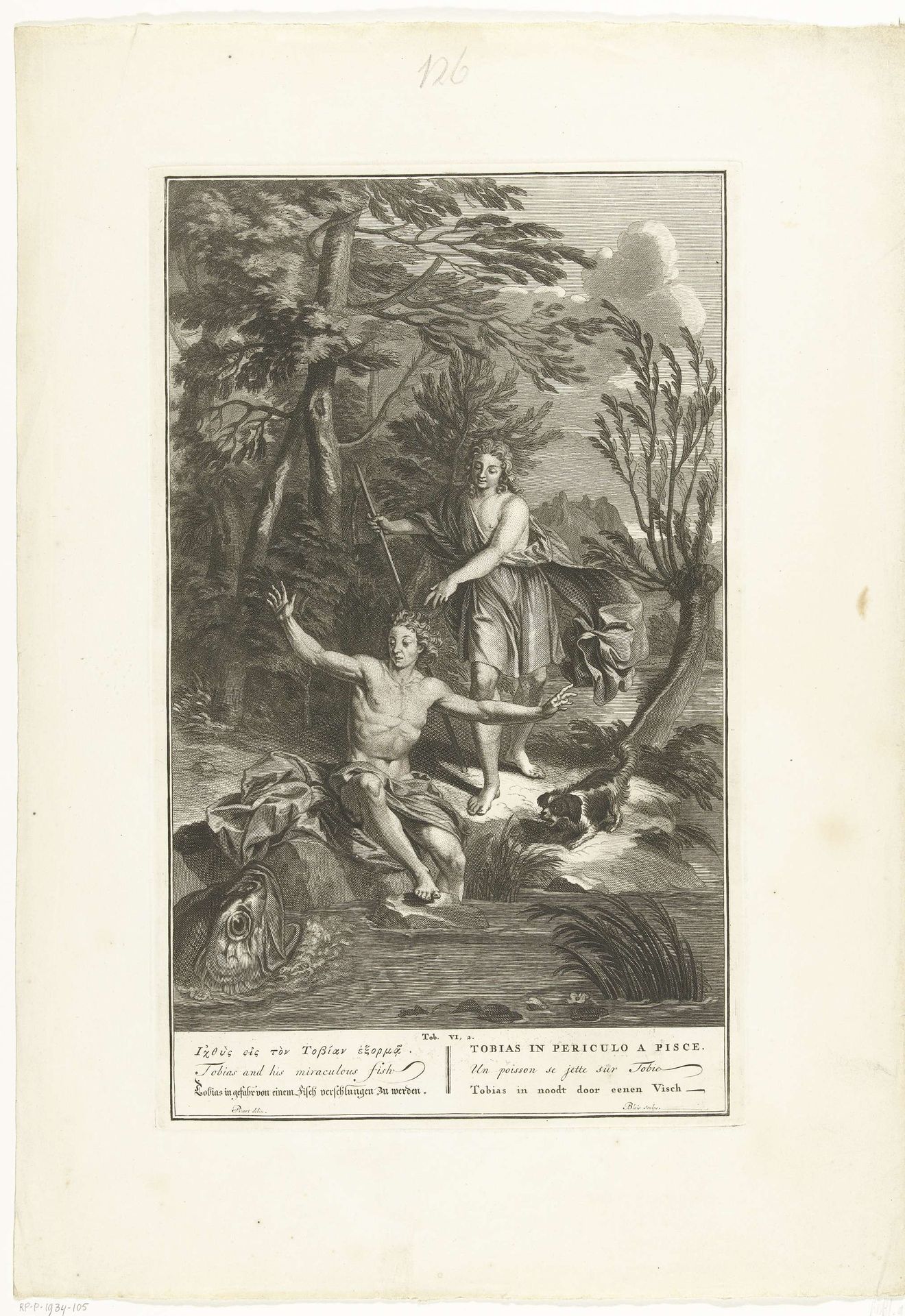 Tobias en de vis by Abraham de Blois