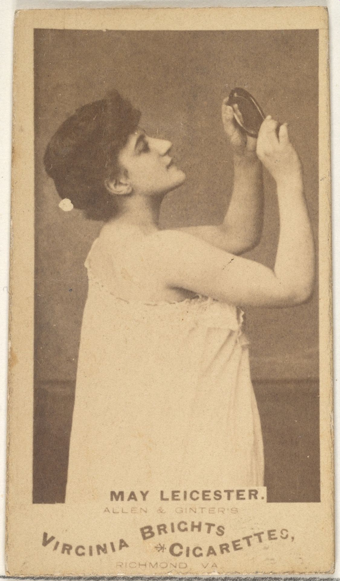 May Leicester, from the Actors and Actresses series (N45, Type 1) for Virginia Brights Cigarettes by Allen & Ginter