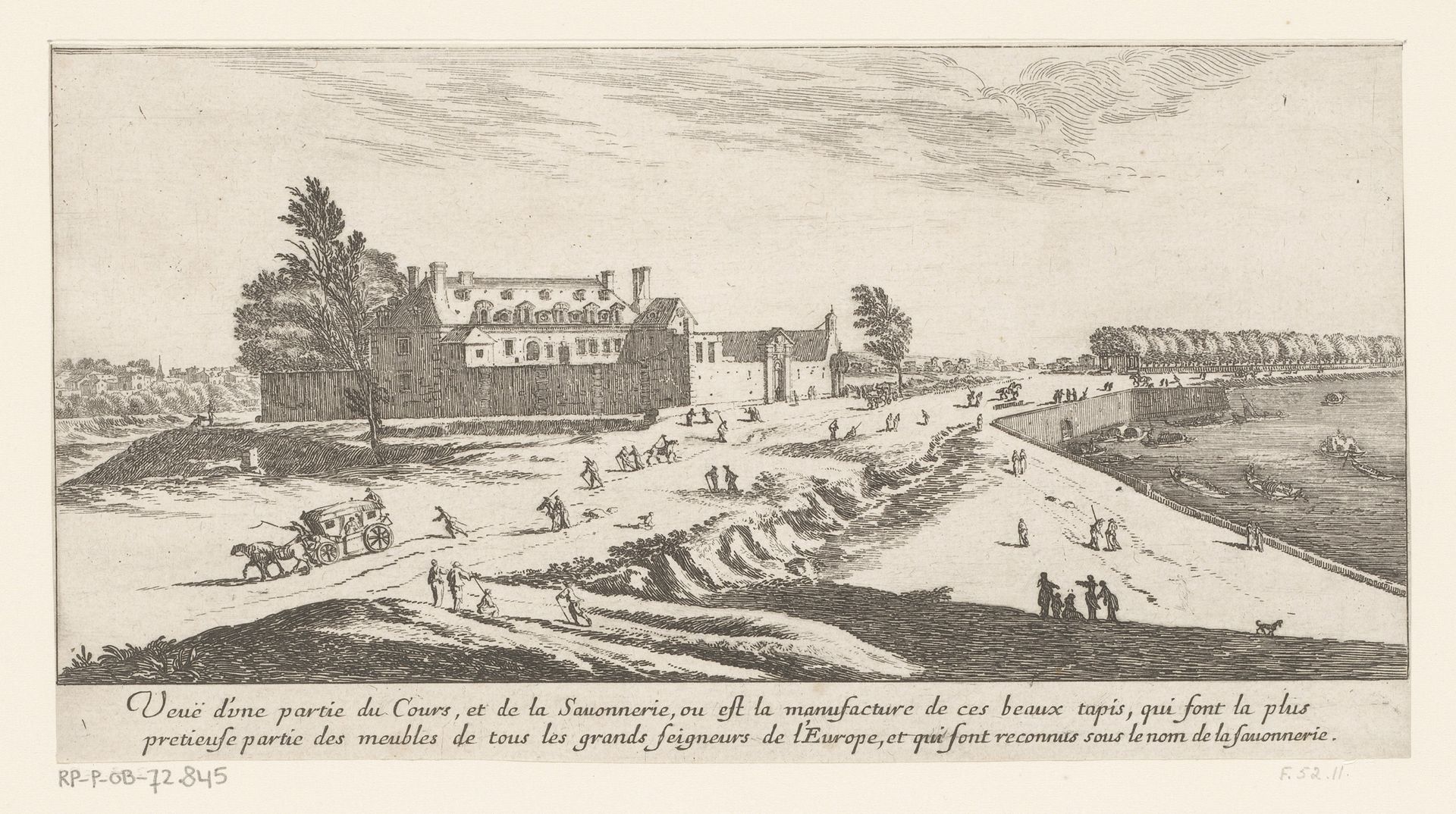 Gezicht op een deel van de Manufacture de la Savonnerie by Israel Silvestre