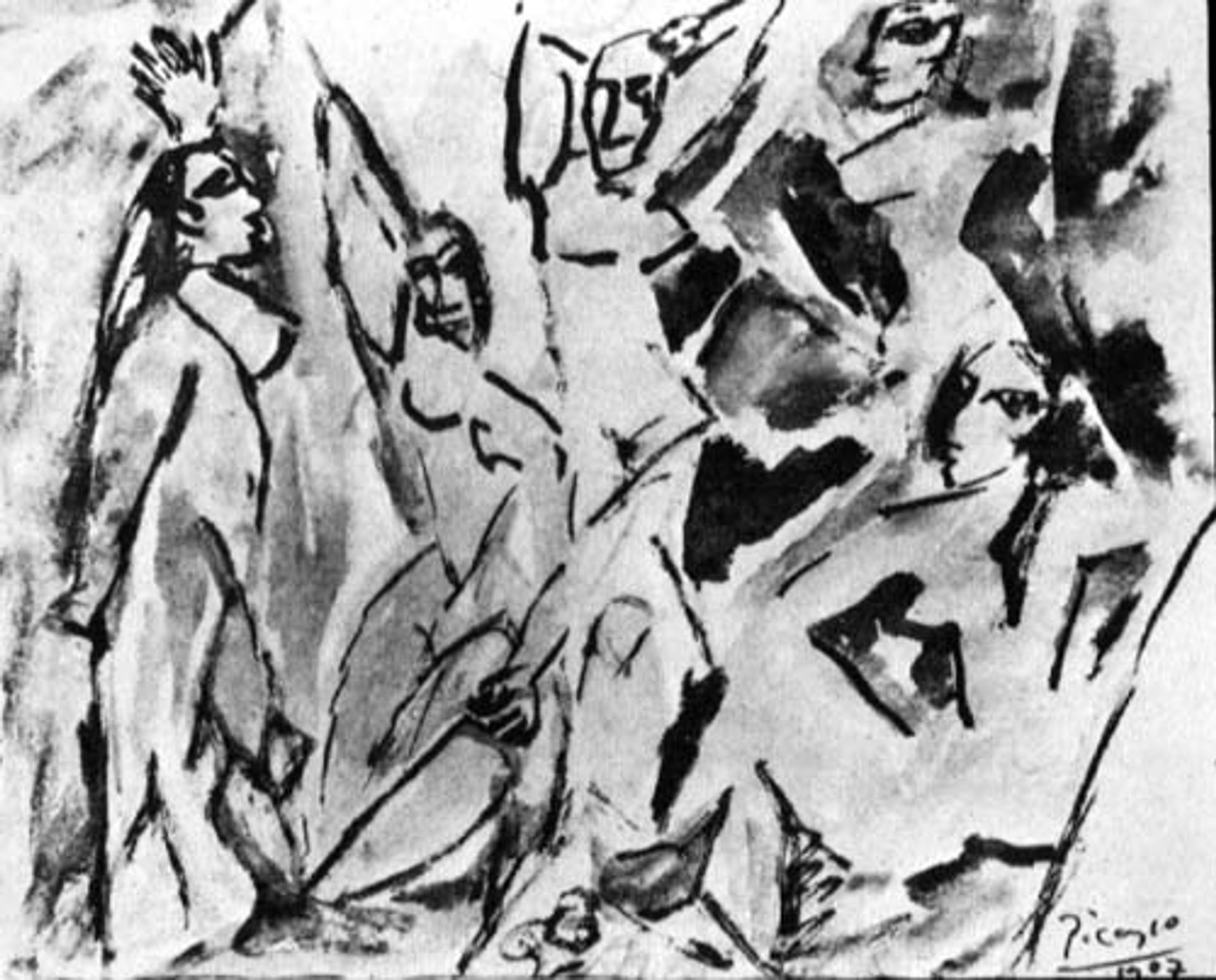 The girls of Avignon (study) by Pablo Picasso