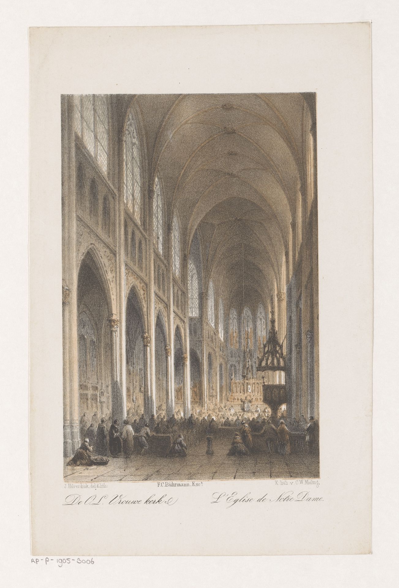 Interieur van de Onze Lieve Vrouwe Kerk in Amsterdam by Johannes Hilverdink