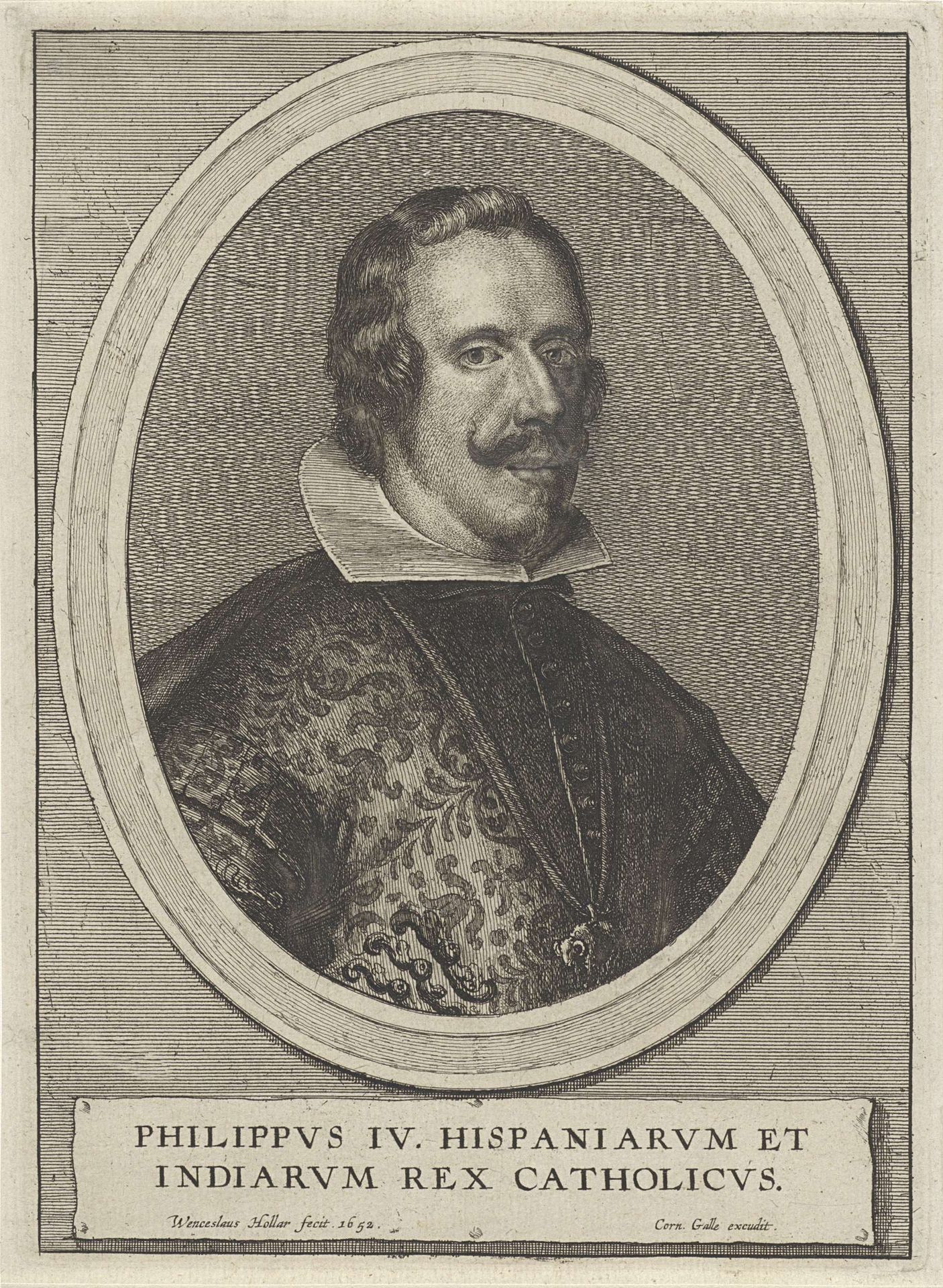 Portret van Filips IV, koning van Spanje by Wenceslaus Hollar