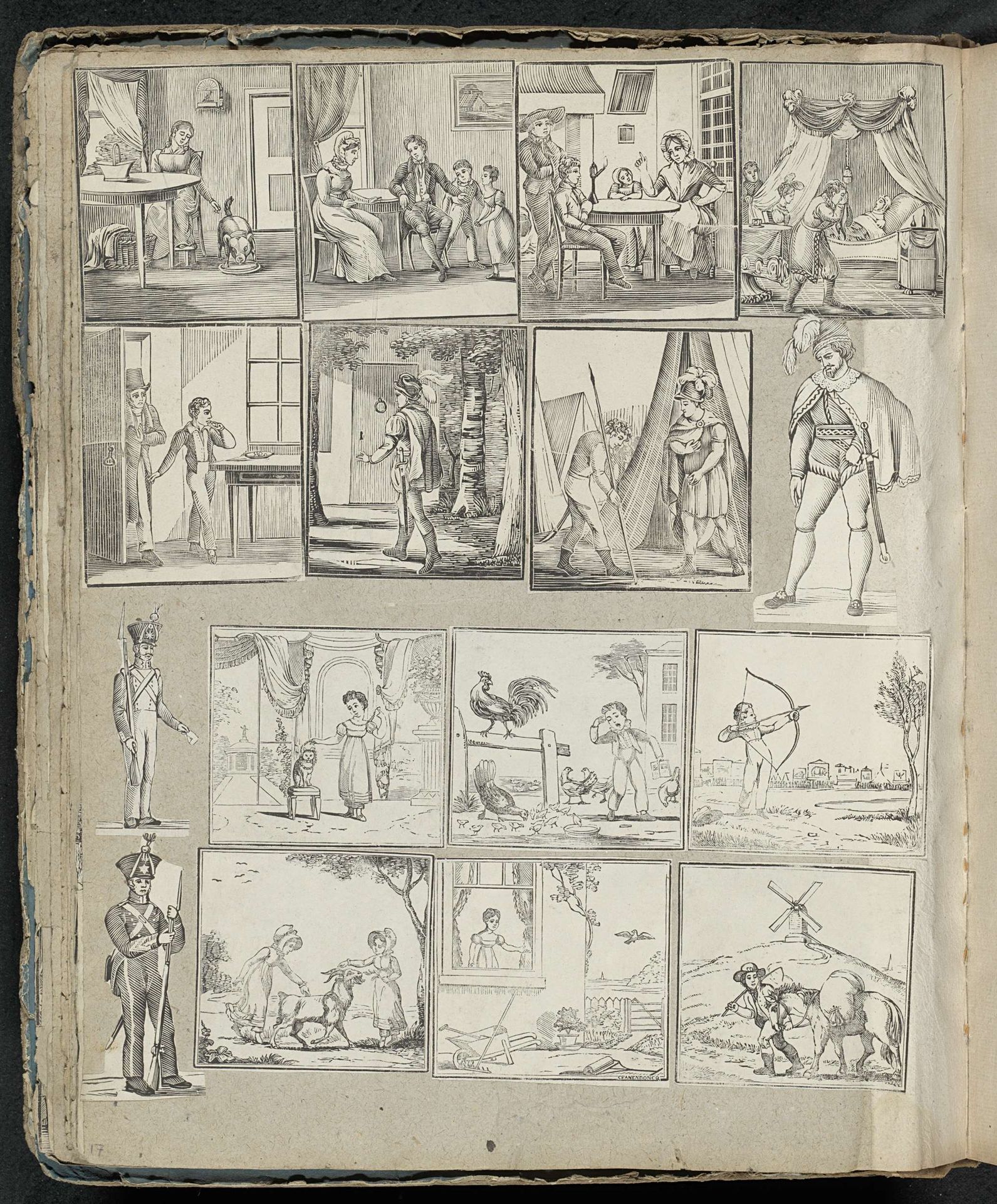 Albumblad met diverse voorstellingen by Alexander Cranendoncq