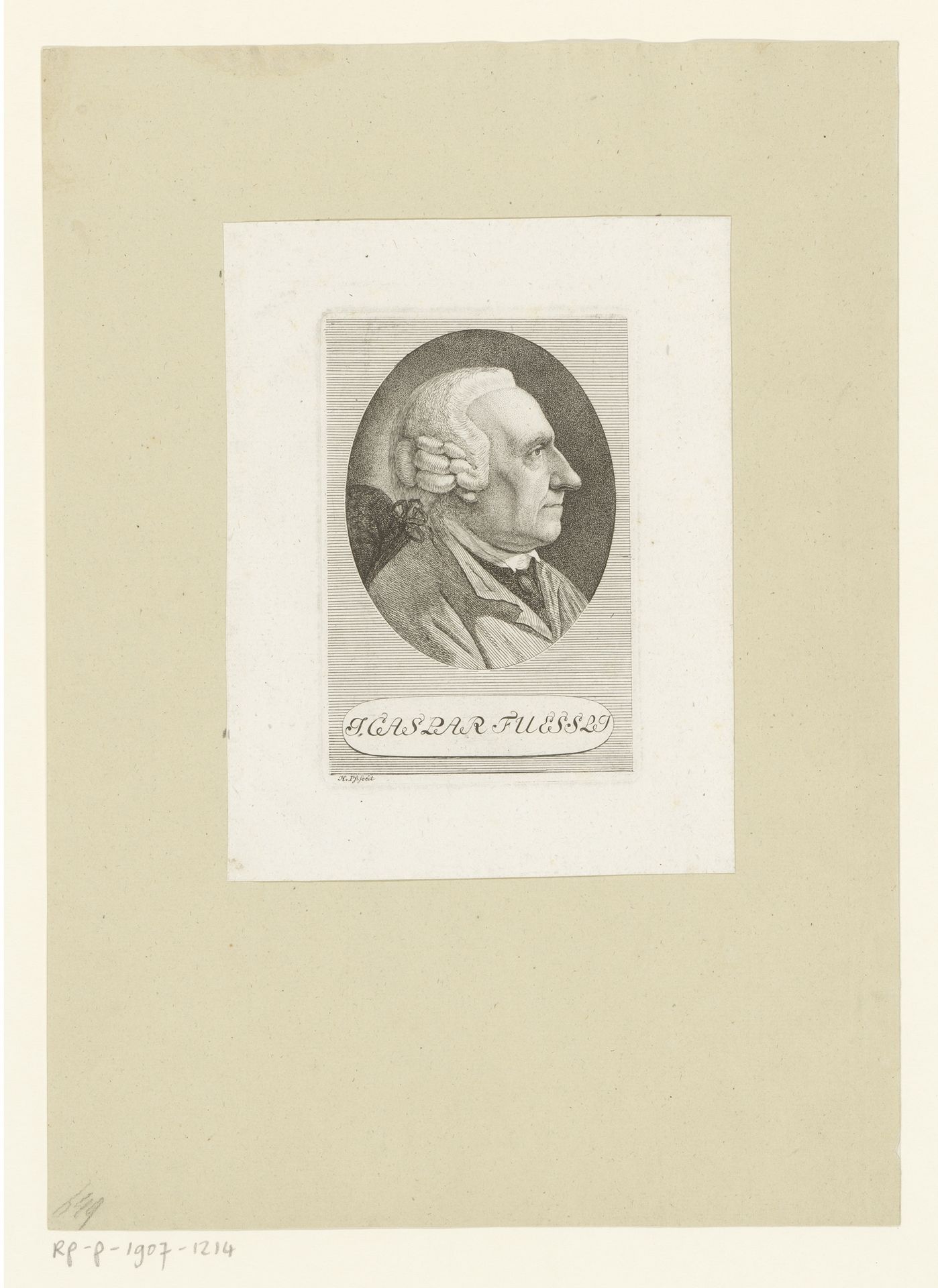 Portret van Johann Caspar Füssli by Heinrich Pfenninger