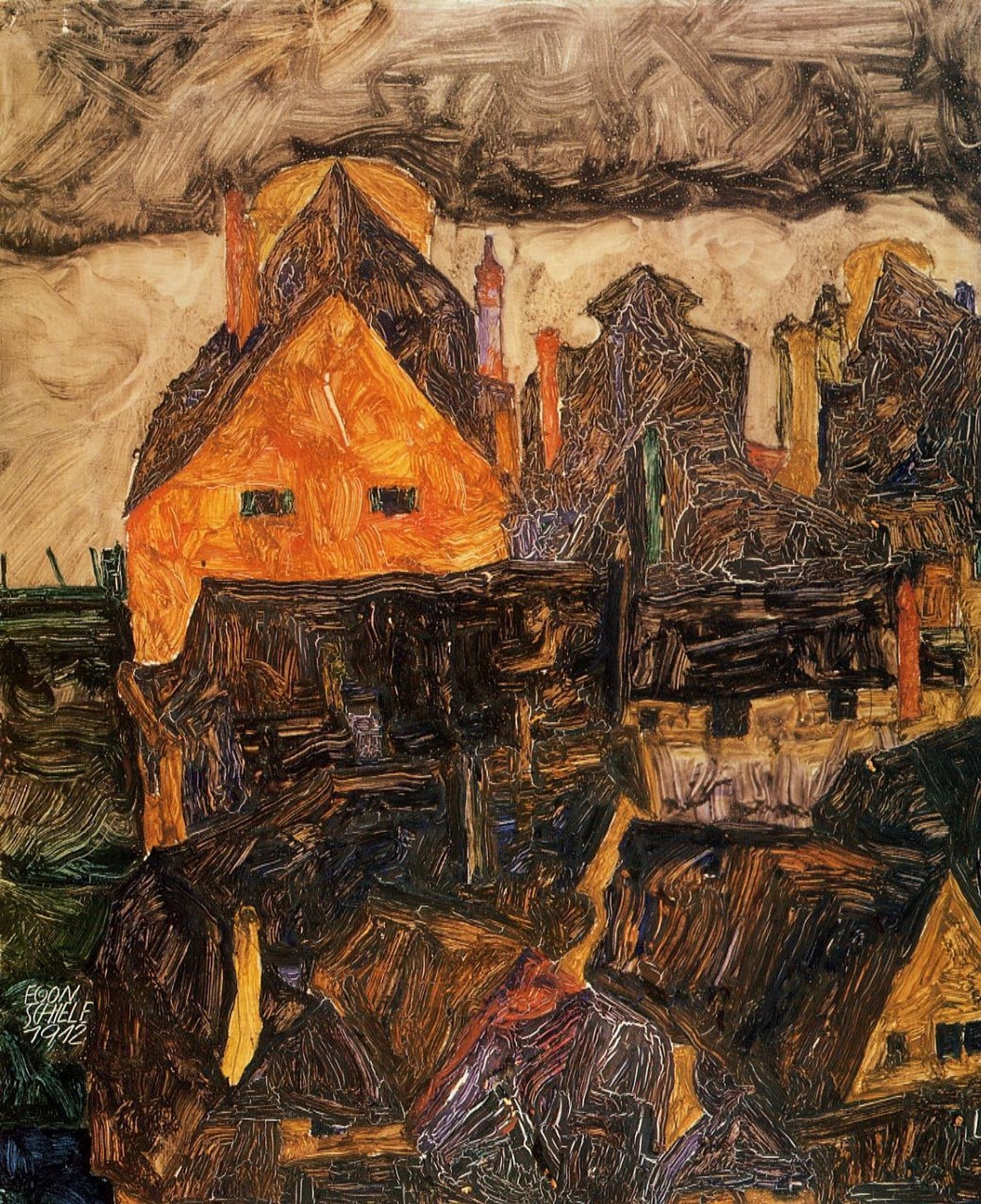 Krumau on the Molde by Egon Schiele