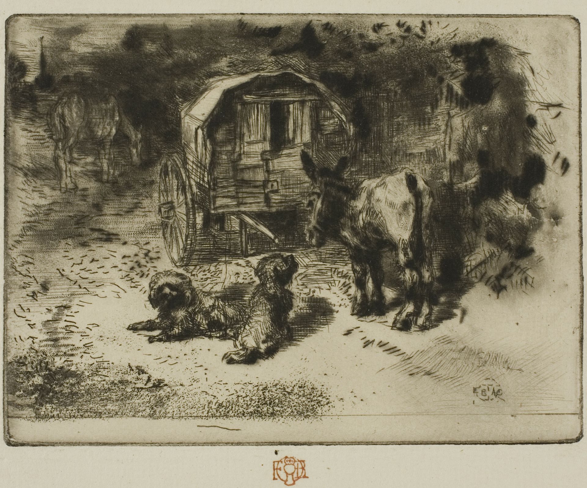 The Guardians of the House, or the Acrobat's Companions by Félix Hilaire Buhot