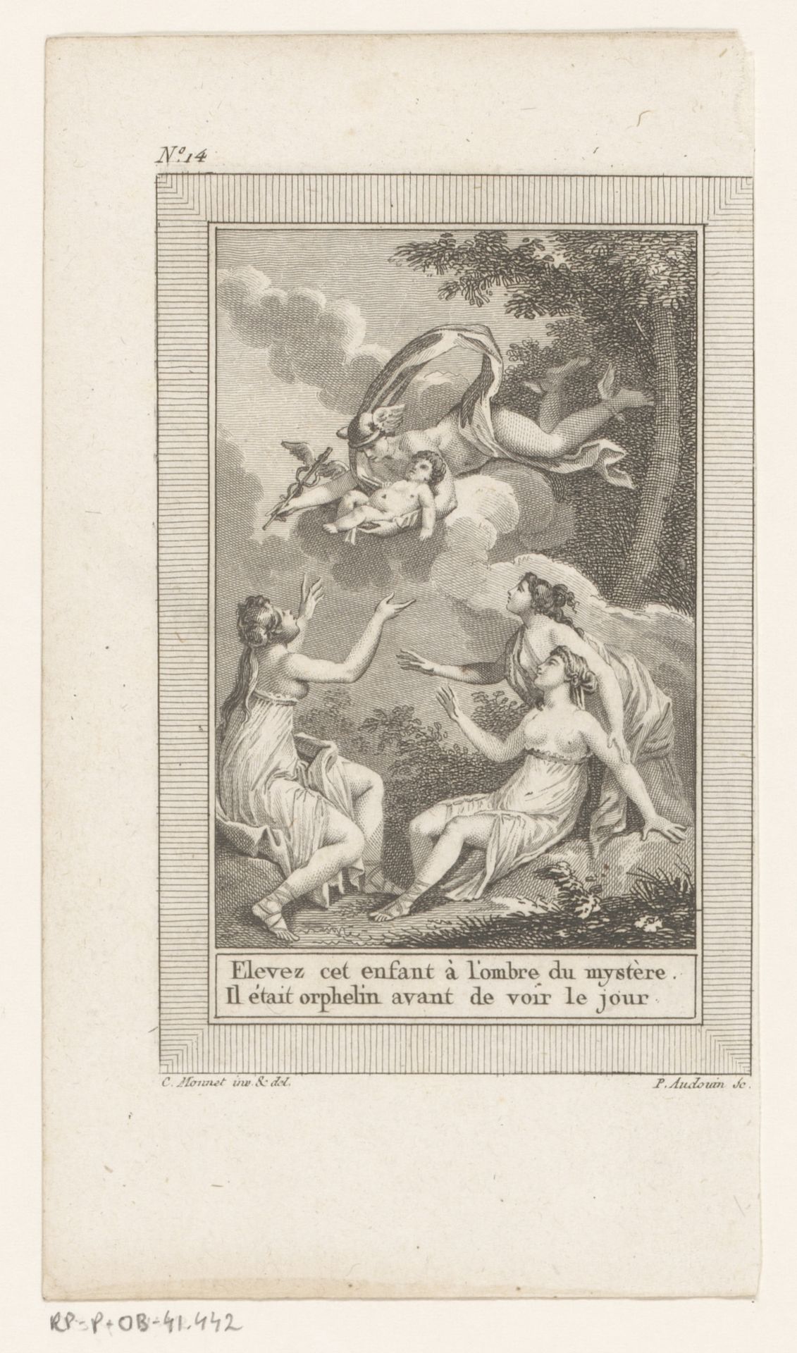 Mercurius brengt Bacchus naar de nimfen van Nysa by Pierre Audouin