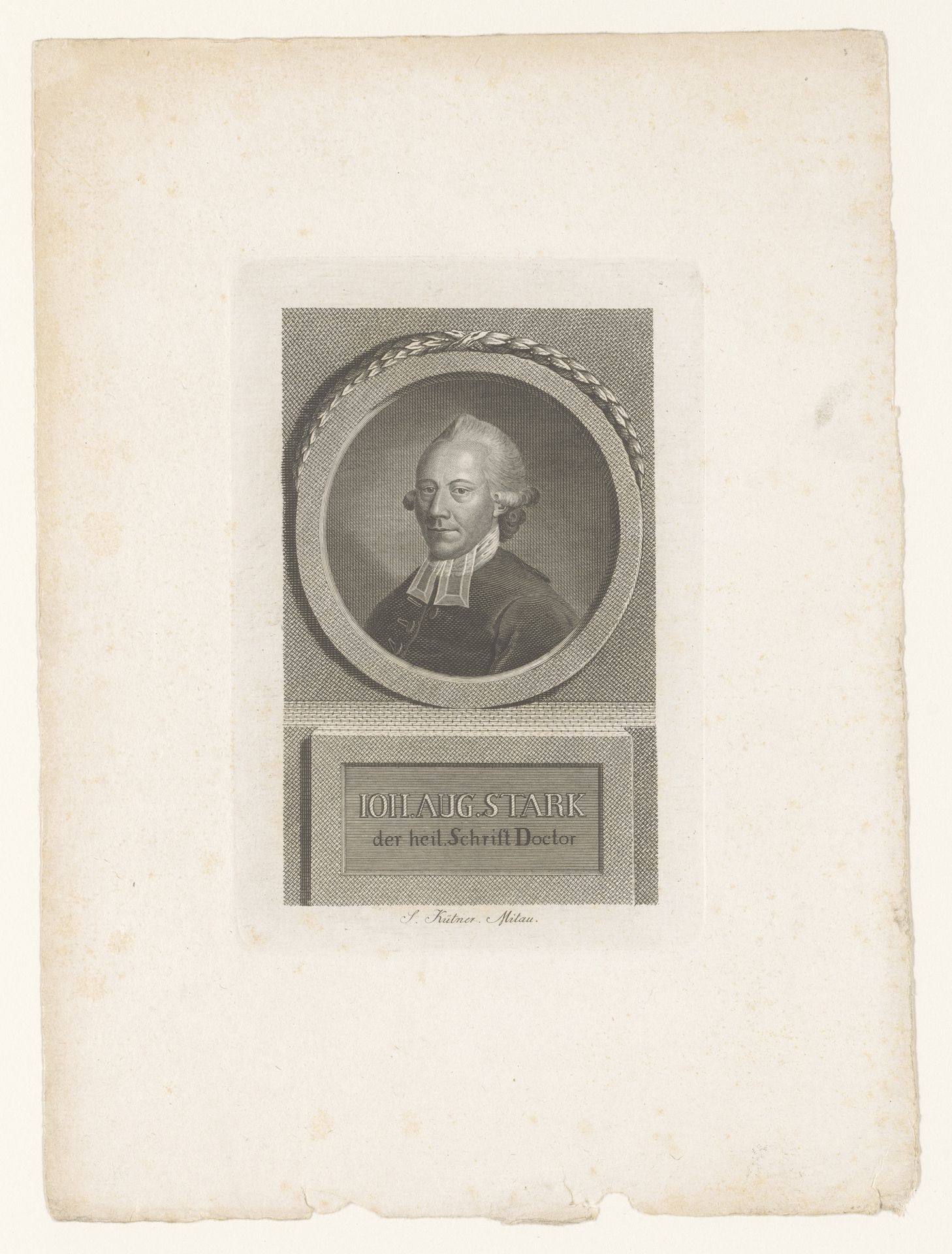 Portret van Johann August Starck by Samuel Gottlob Kuetner