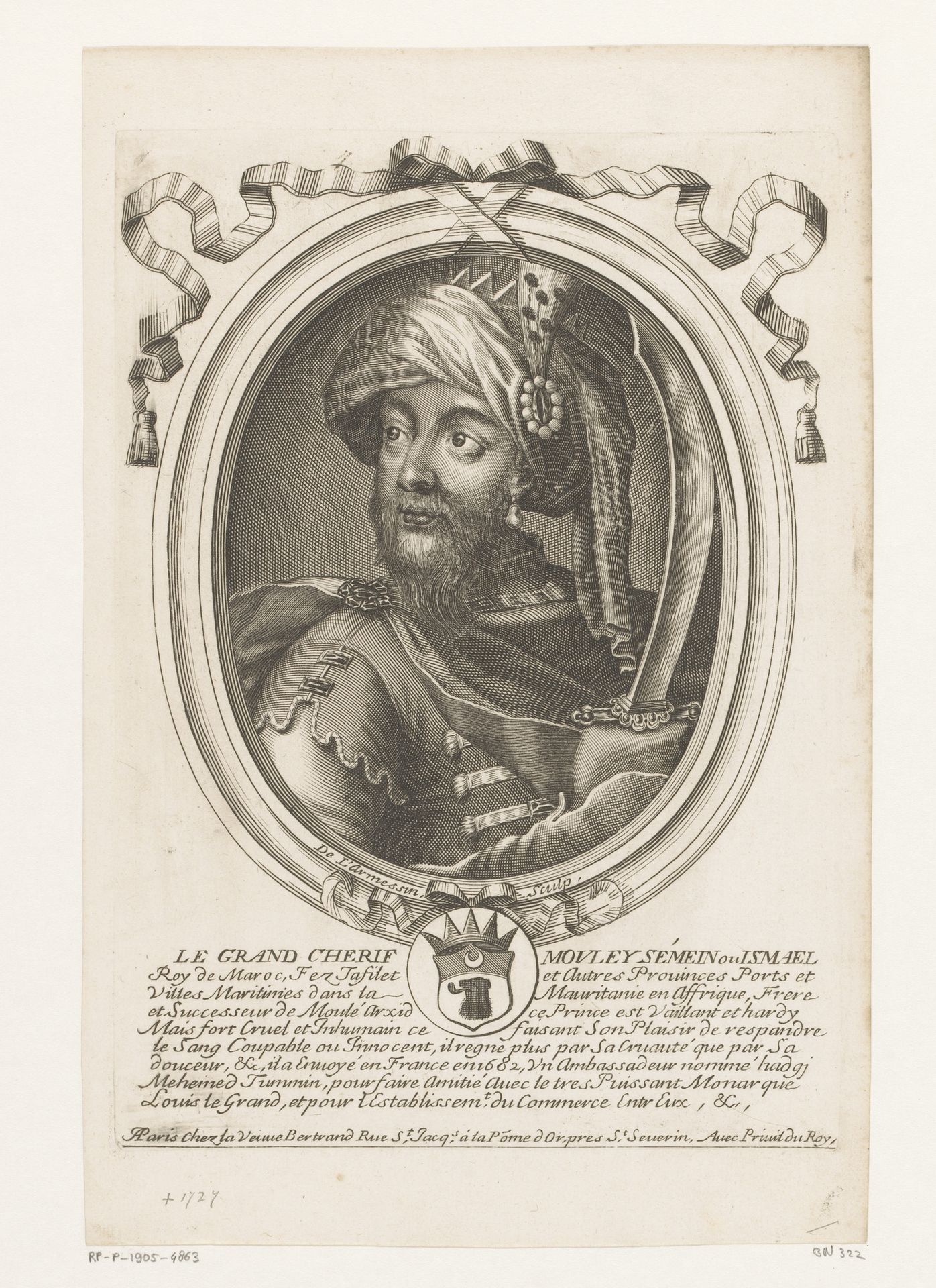 Portret van Ismail van Marokko by Nicolas de (I) Larmessin