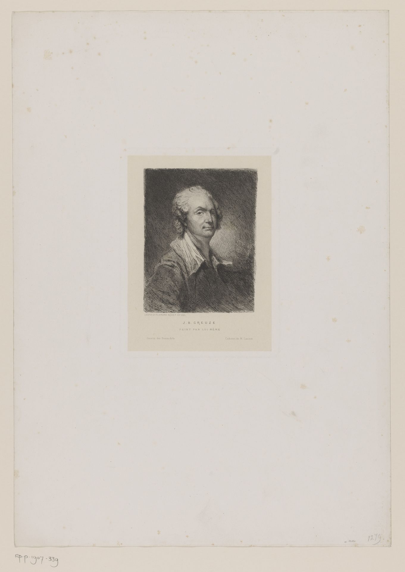 Portret van Jean-Baptiste Greuze by Léopold Flameng