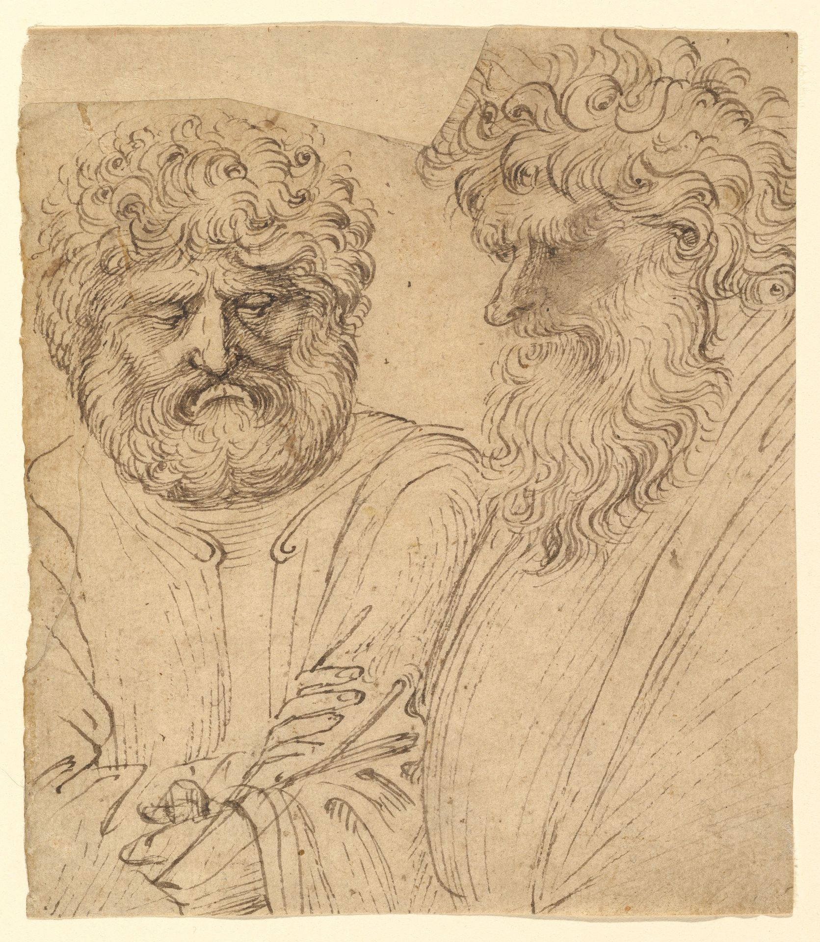 Two Heavily Bearded Men by Stefano da Verona (Stefano di Giovanni d'Arbosio di Francia)