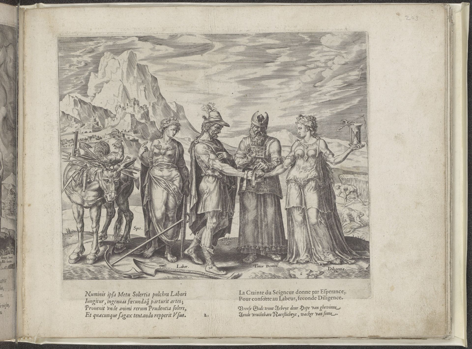 Huwelijk tussen Arbeid en Vlijt by Philips Galle
