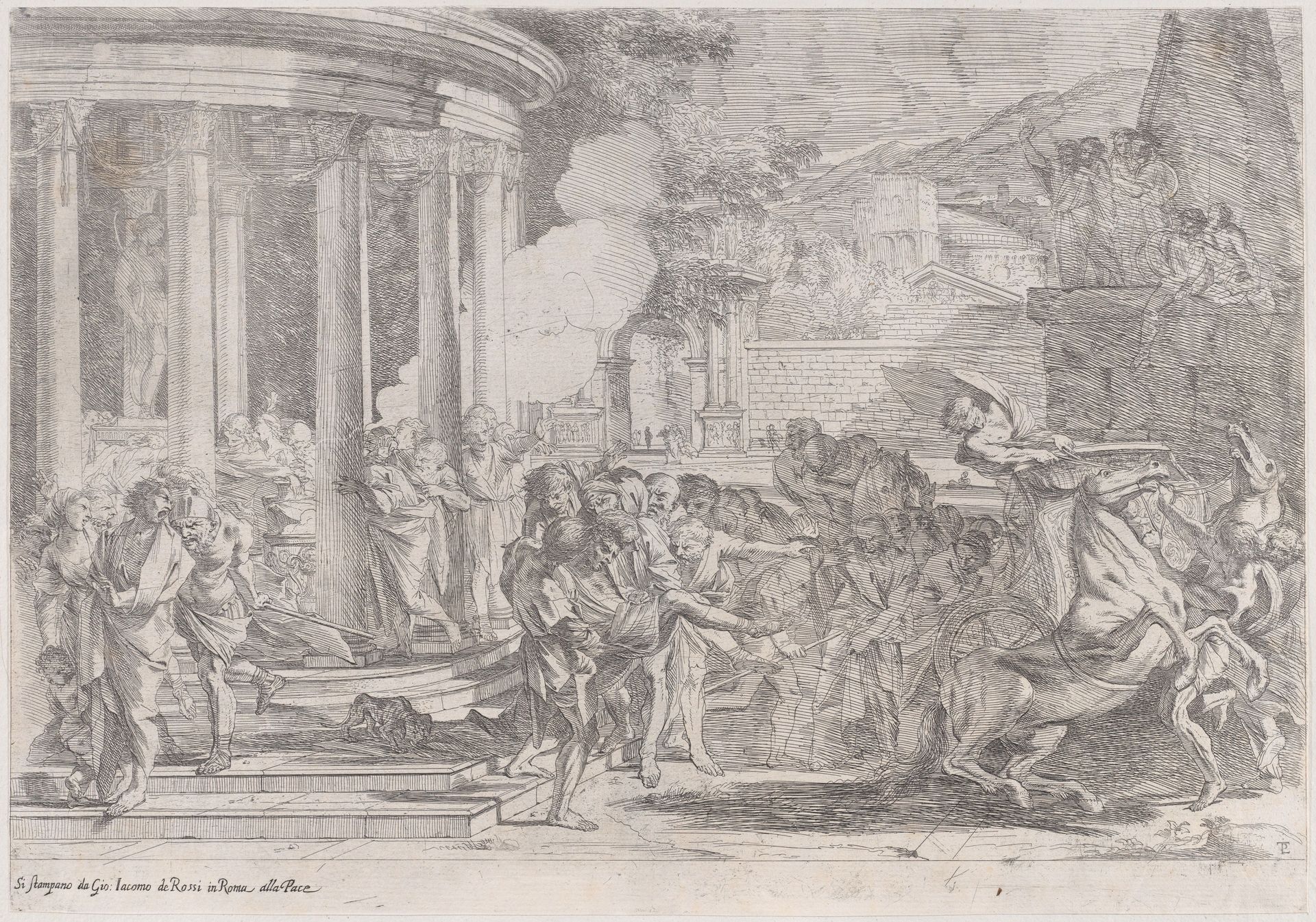 Sinorix carried from the temple of Artemis trying to escape the effects of the poisoning by Pietro Testa