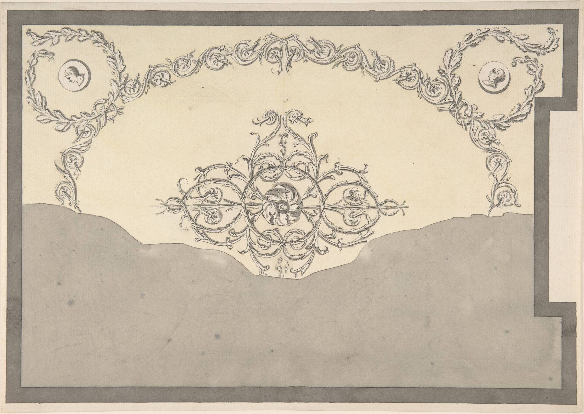 Design for Ceiling, either for 13 Berners Street, Westminster, London, or Whitton Park, Middlesex by Sir William Chambers