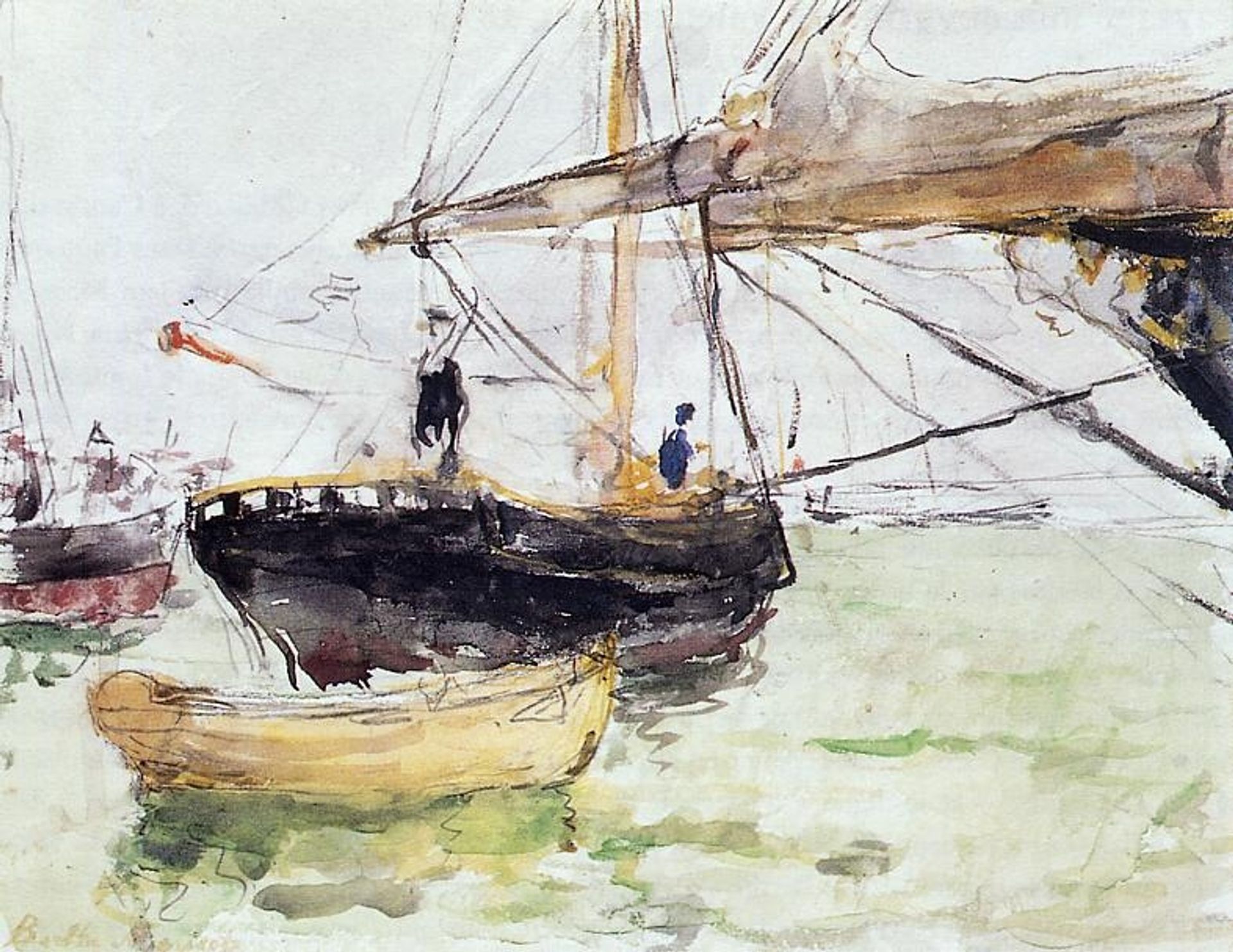 Aboard a Yacht by Berthe Morisot