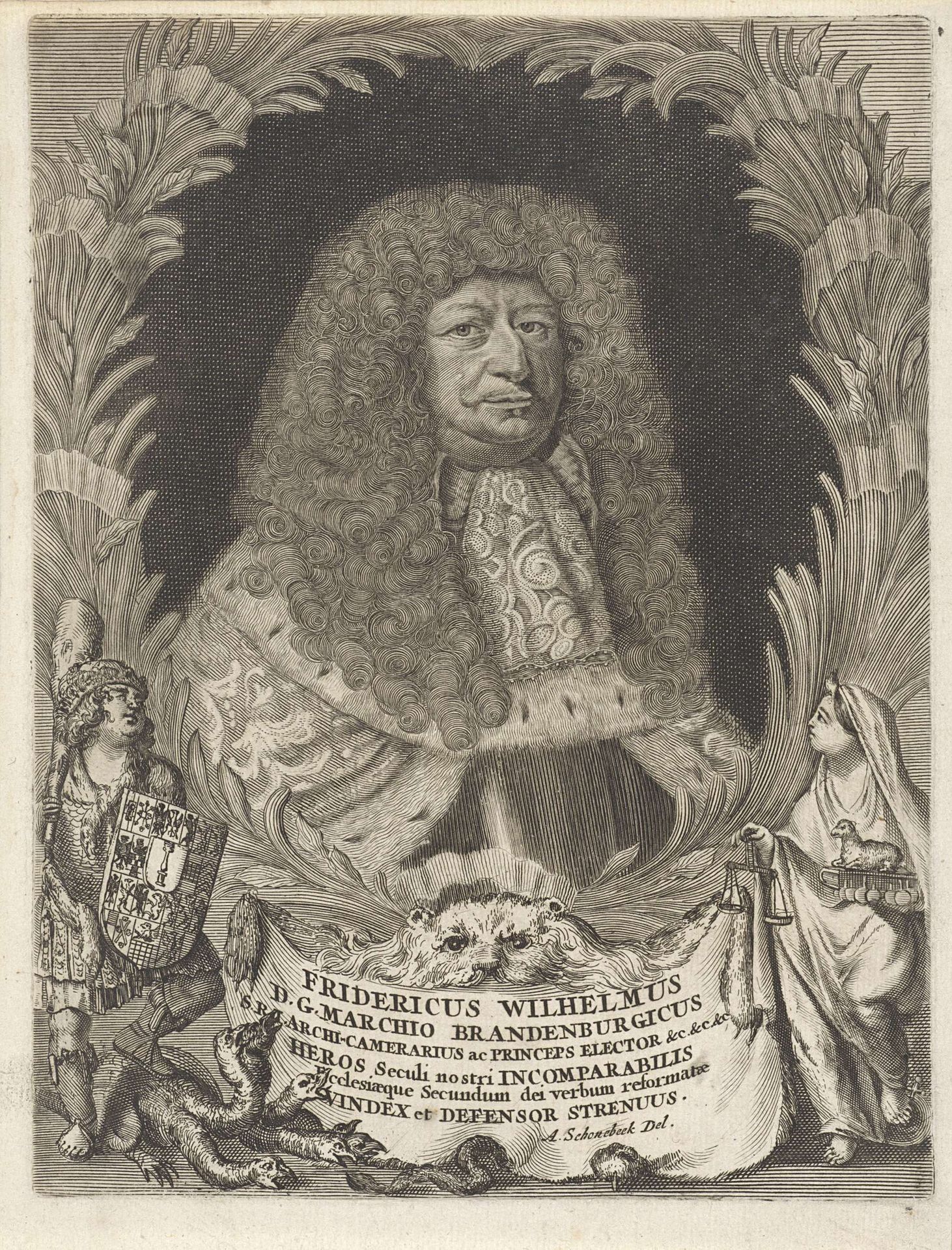 Portret van Frederik Willem, keurvorst van Brandenburg by Adriaen Schoonebeek