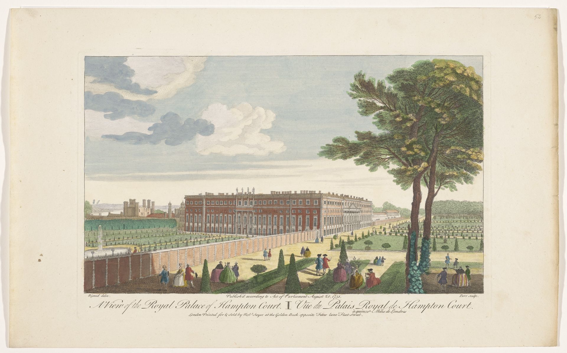 Gezicht op Hampton Court Palace te Londen by Robert Sayer