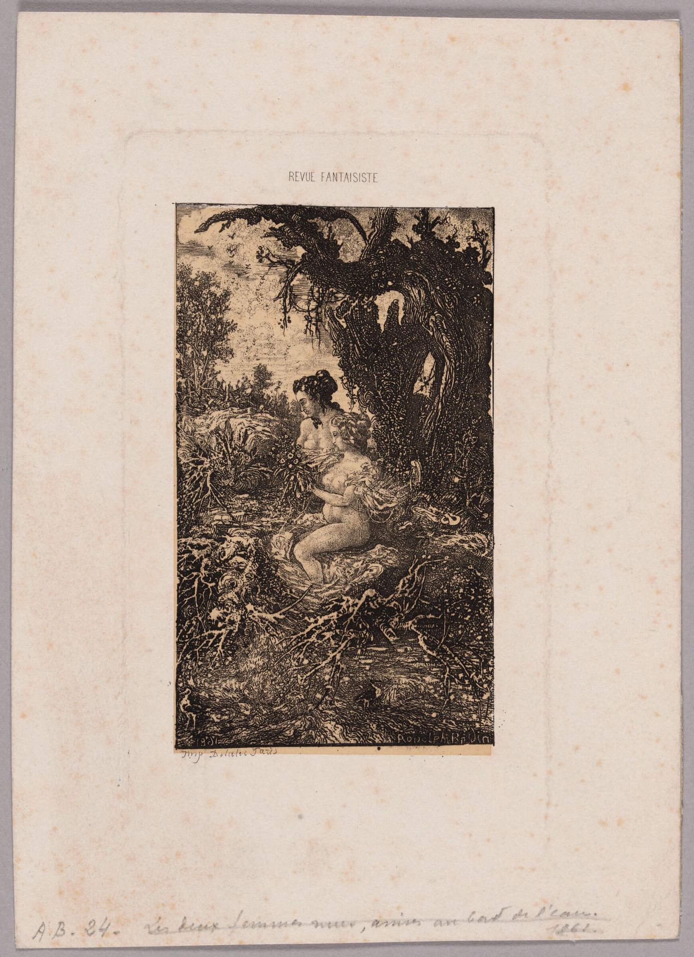 Two Bathers by the Water by Rodolphe Bresdin