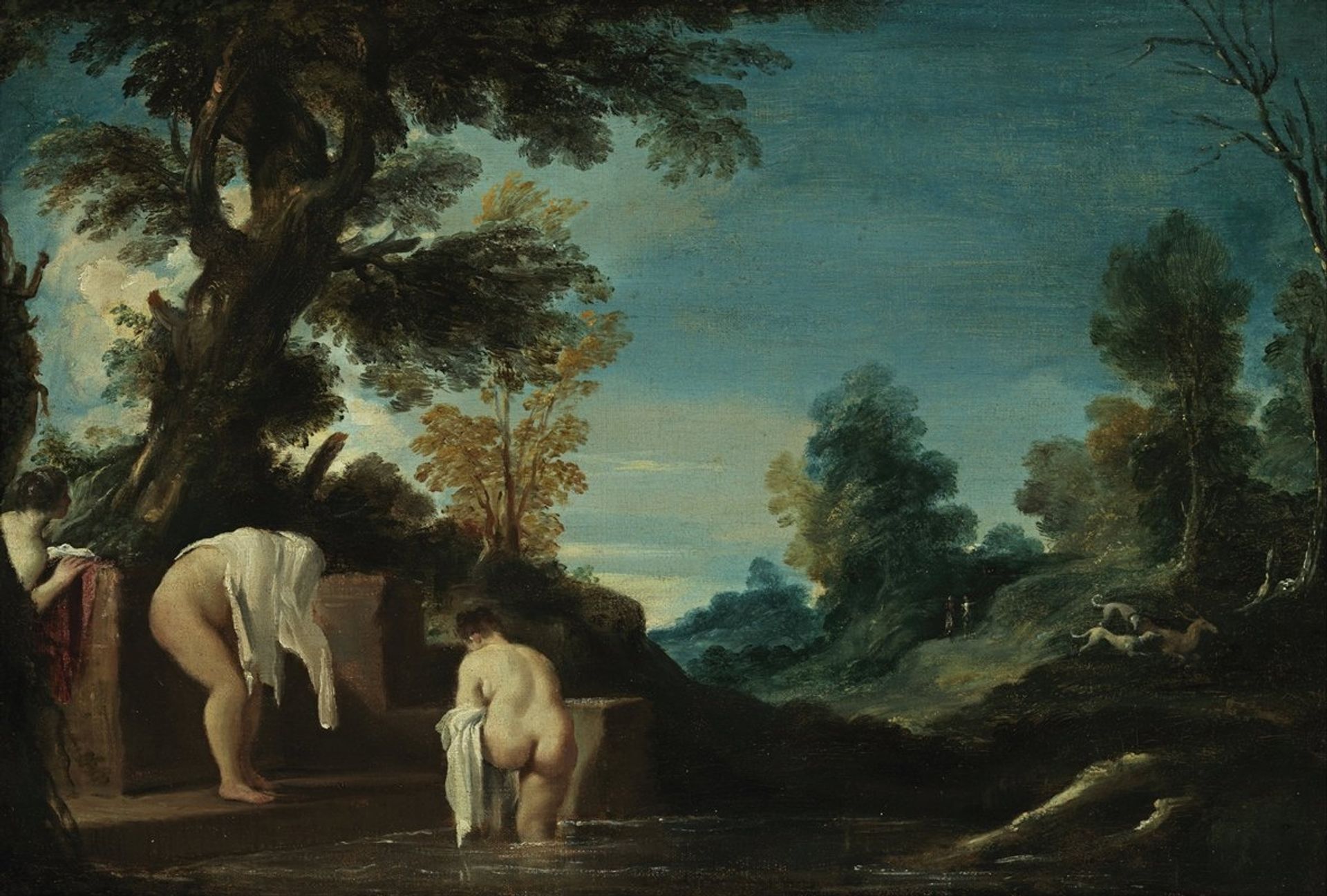 Landscape with Bathing Women by Guercino