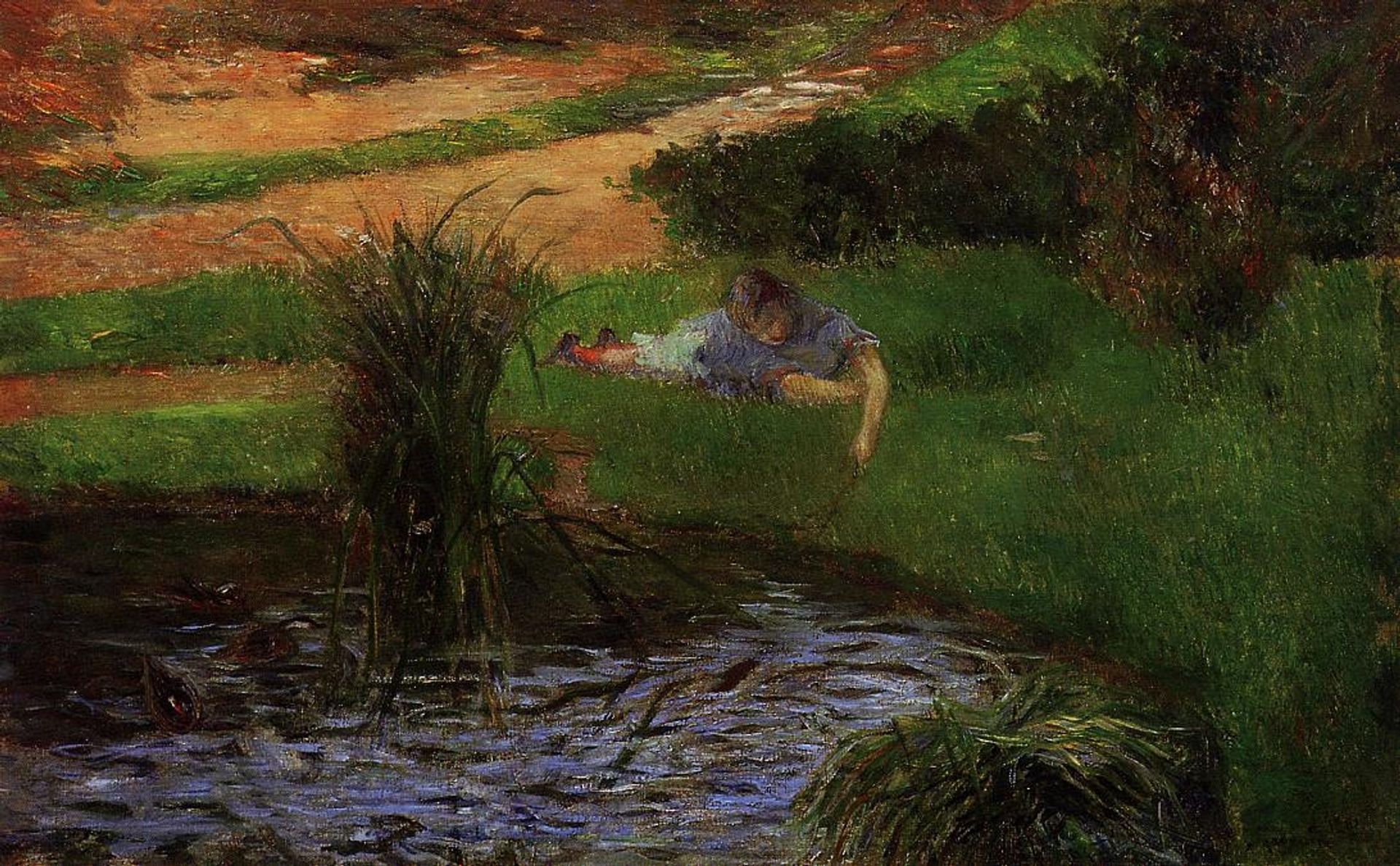 Pond with Ducks (Girl Amusing Herself) by Paul Gauguin