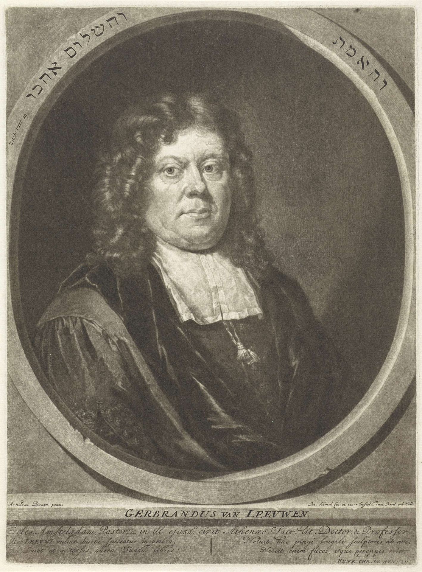 Portret van de predikant en hoogleraar Gerbrand van Leeuwen by Pieter Schenk