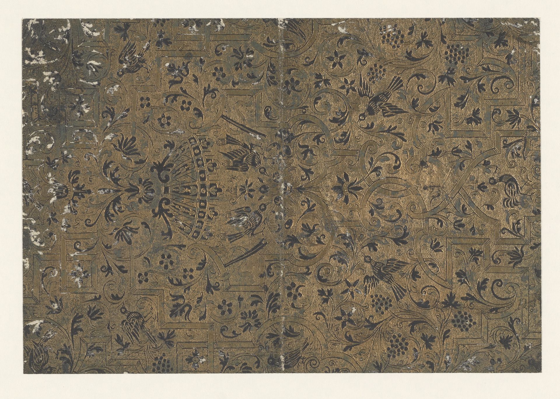 Blad met baldakijn, vogels en bandwerk by Joseph Friedrich Leopold