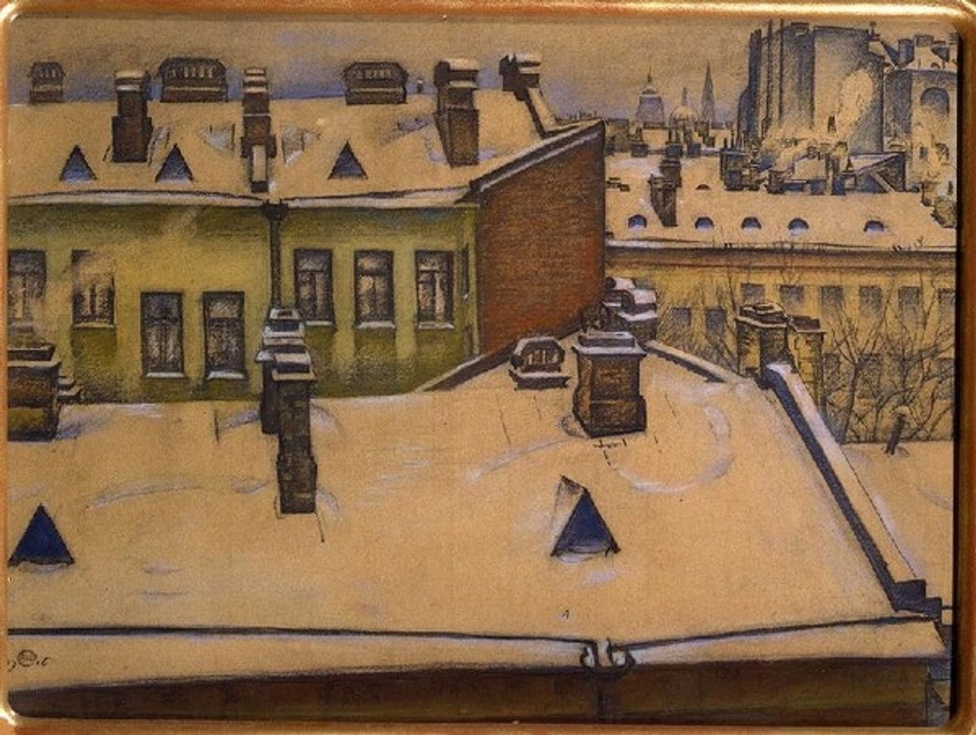 Rooftops under the snow by Mstislav Dobuzhinsky