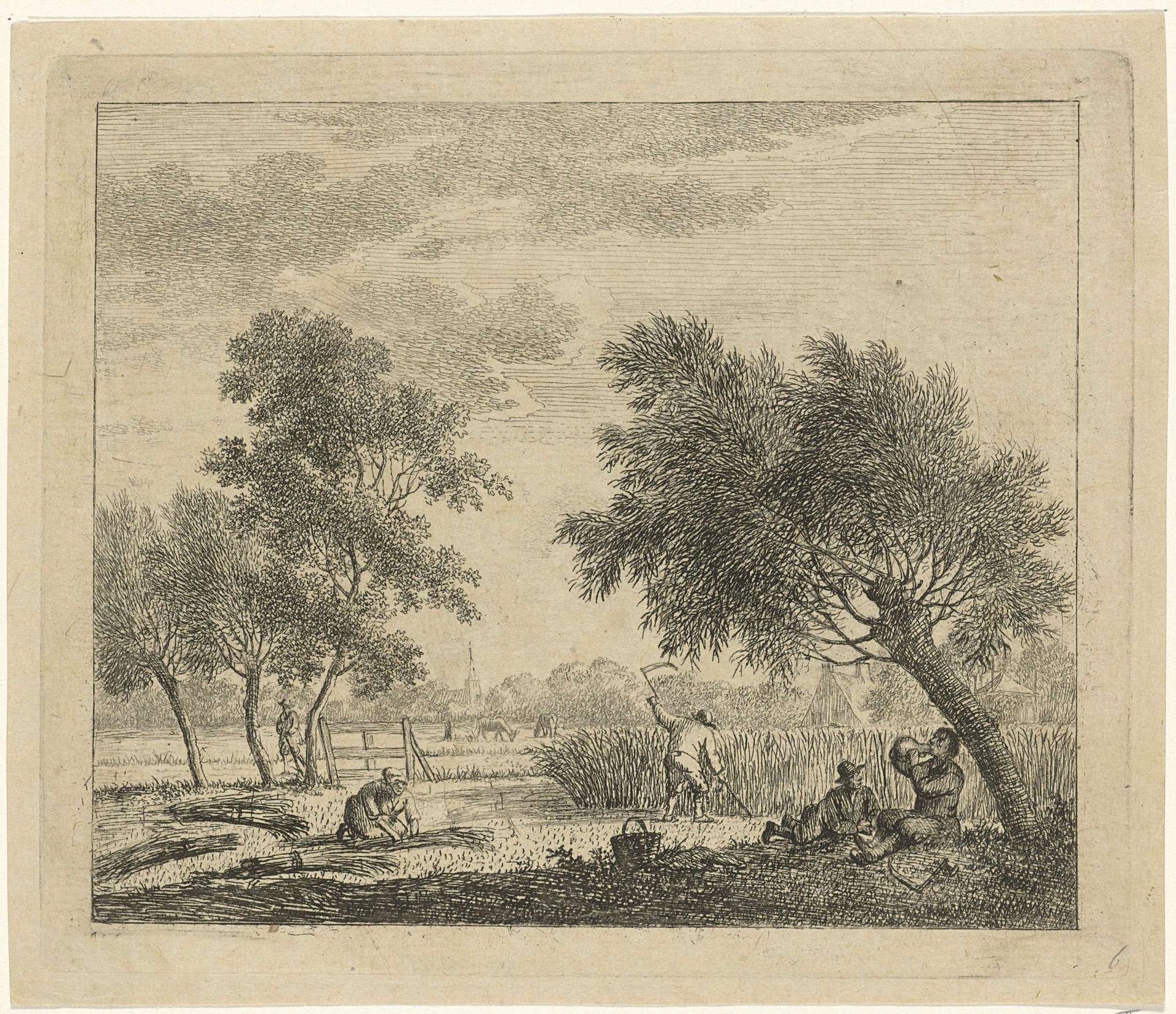 Landschap met korenoogst by Johannes Janson