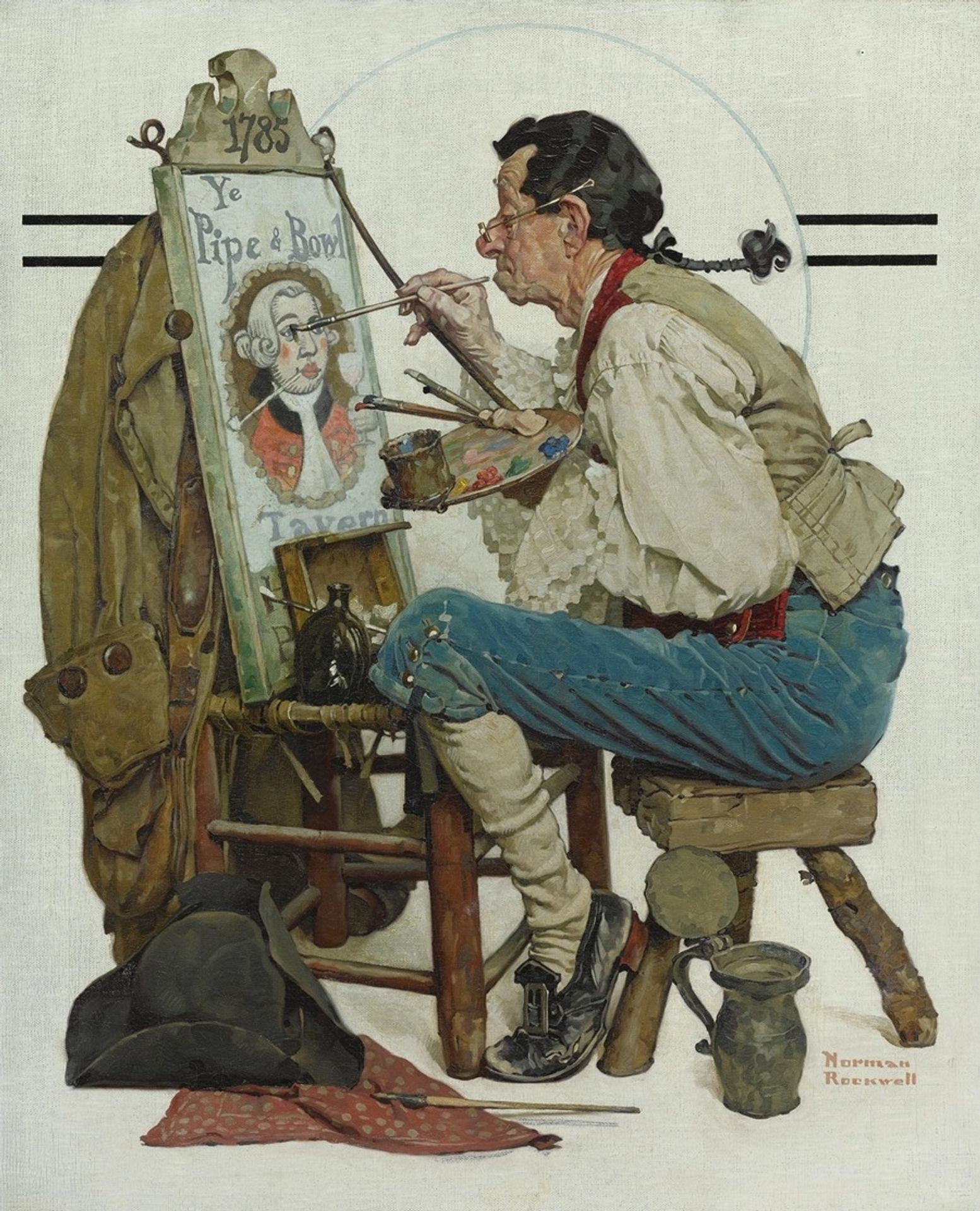 Pipe and Bowl Sign Painter by Norman Rockwell