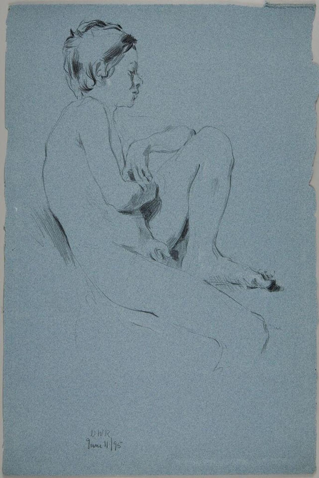 Seated Male Nude with Left Leg Raised by Denman Waldo Ross
