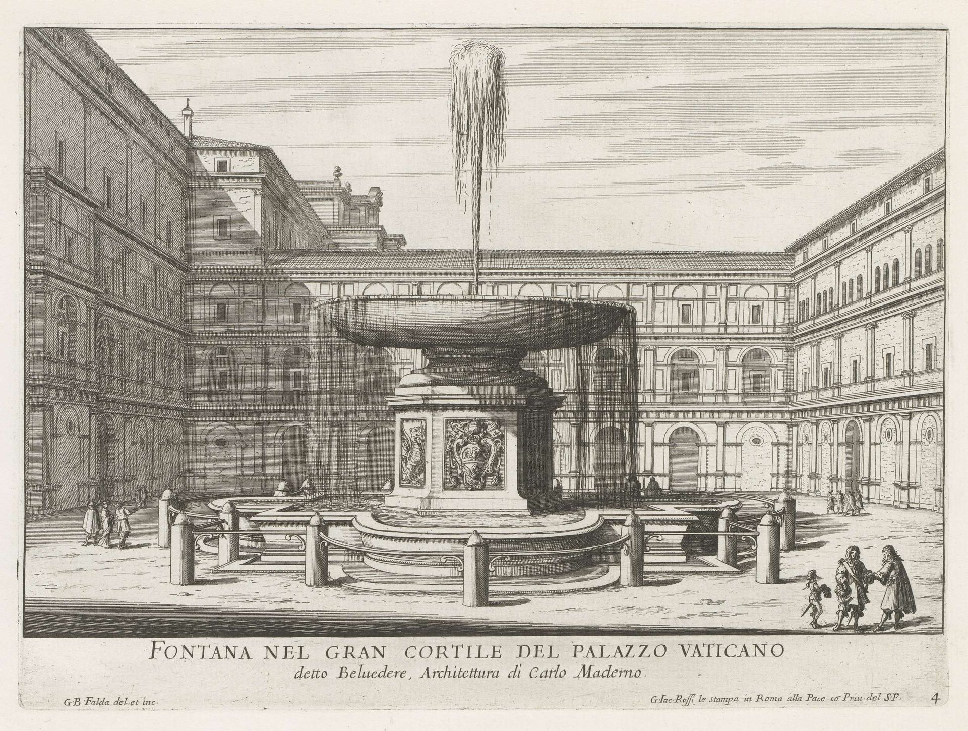Fontein in de Cortile del Belvedere in het Vaticaan by Giovanni Battista Falda