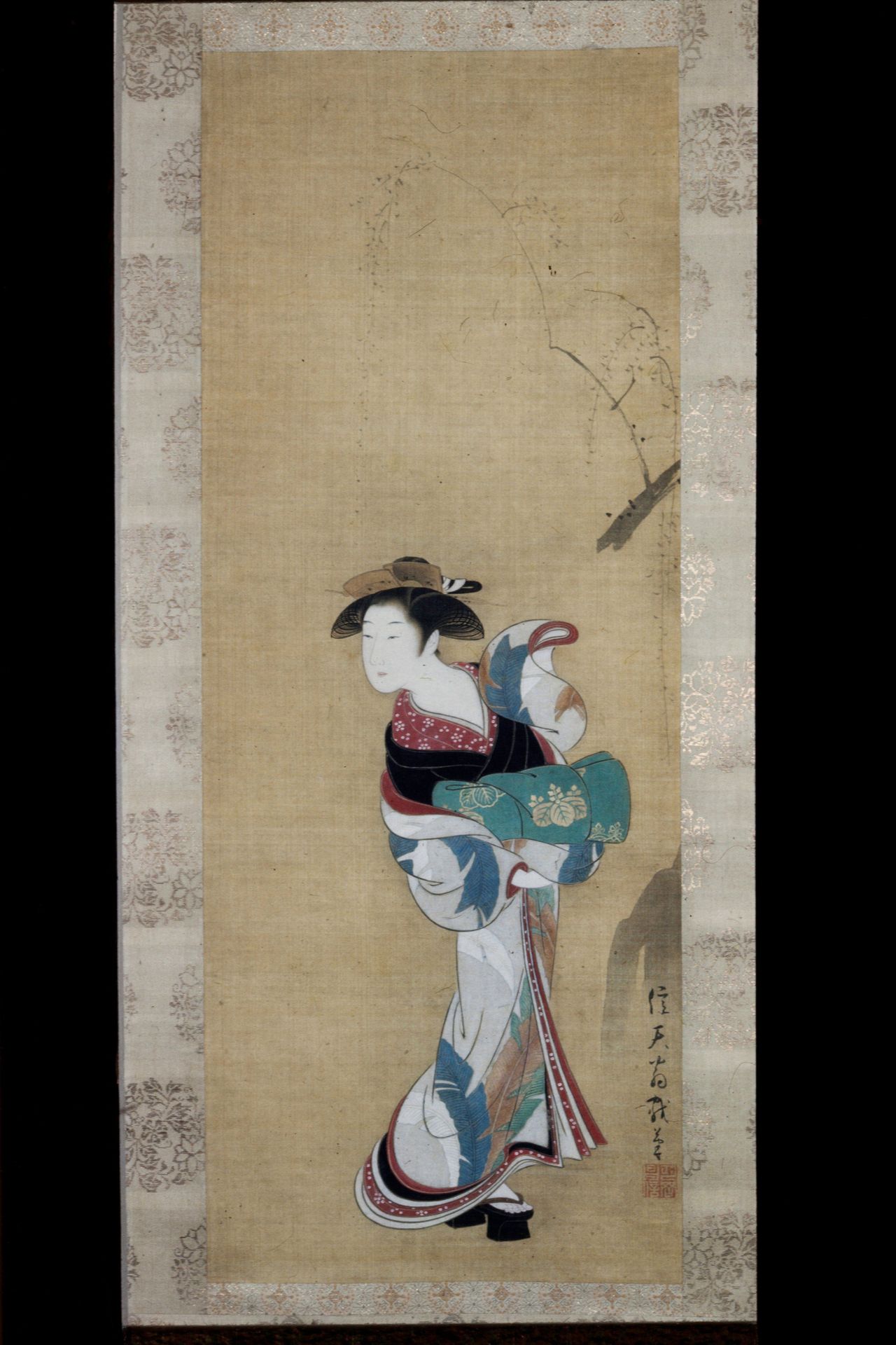Prostitute Standing by Willow Tree by Tsukioka Settei