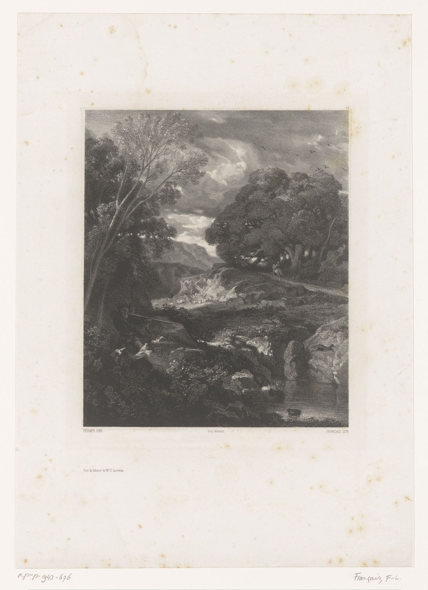Rotslandschap met jager by François-Louis Français