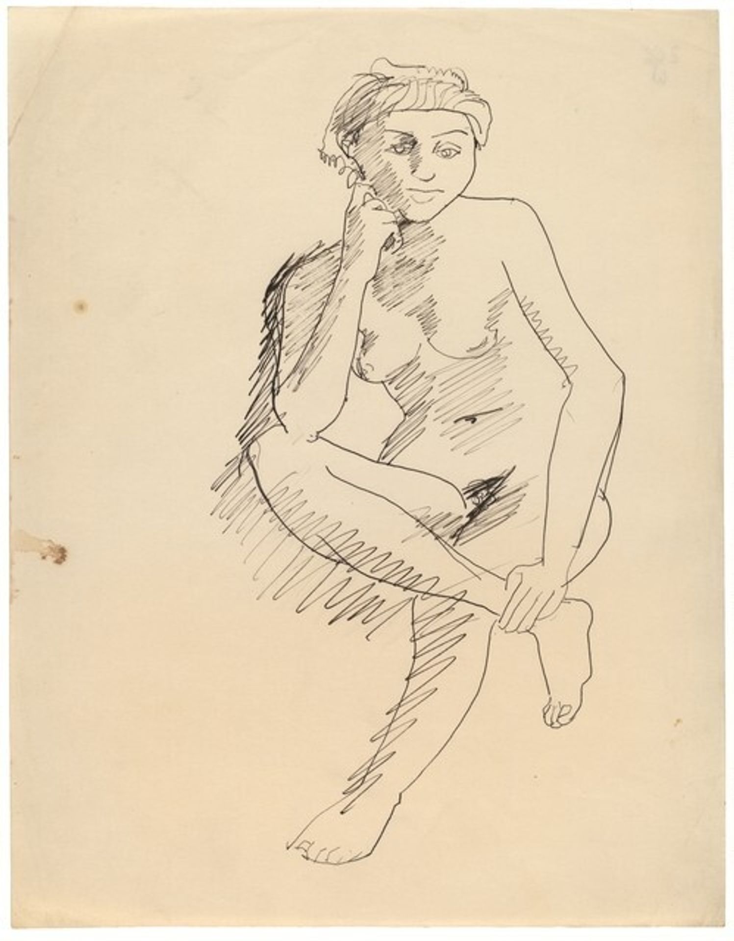 Seated Female Nude Supporting Head, Right Leg Resting on Left by Mark Rothko