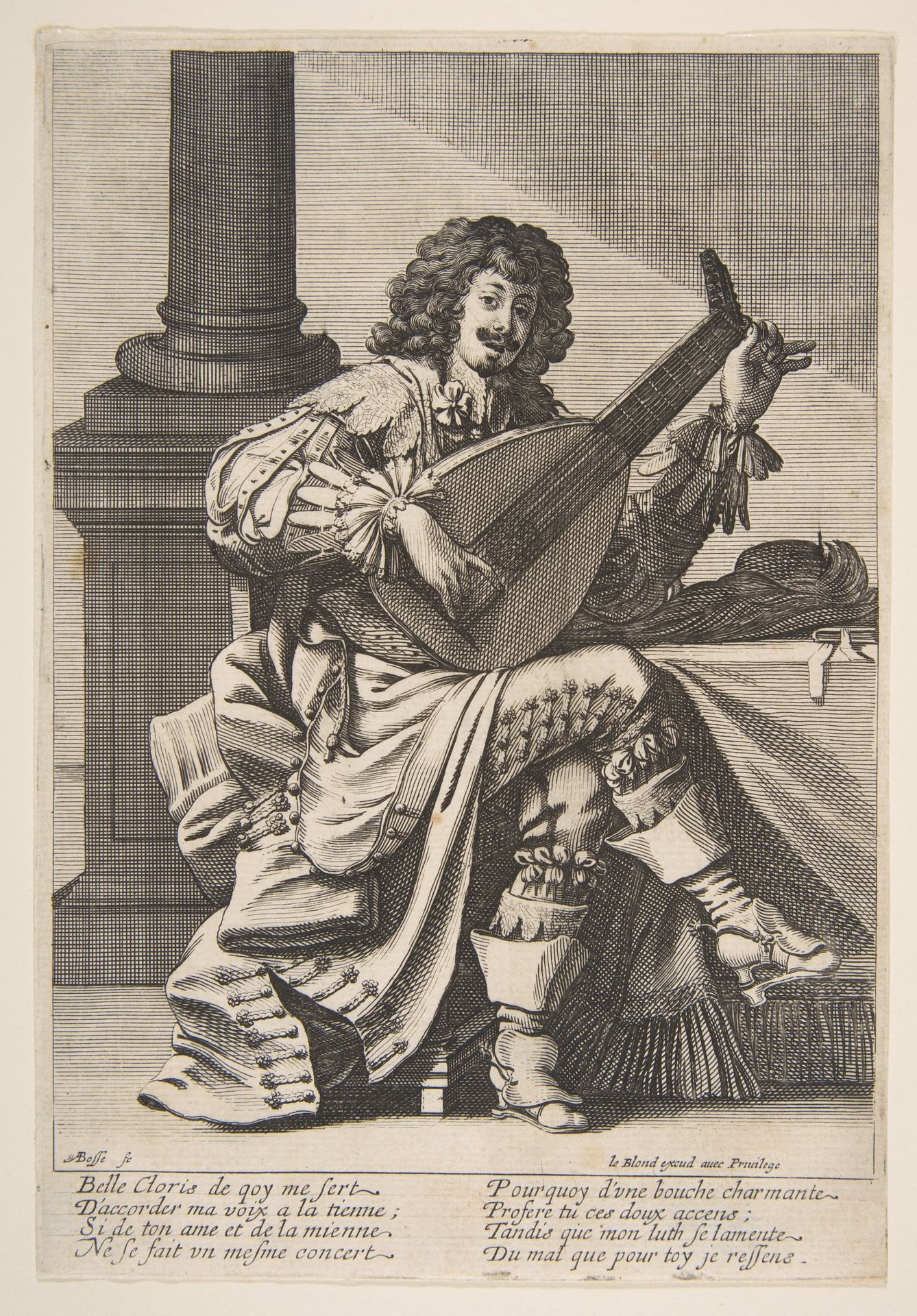 Man Singing and Playing a Lute by Abraham Bosse