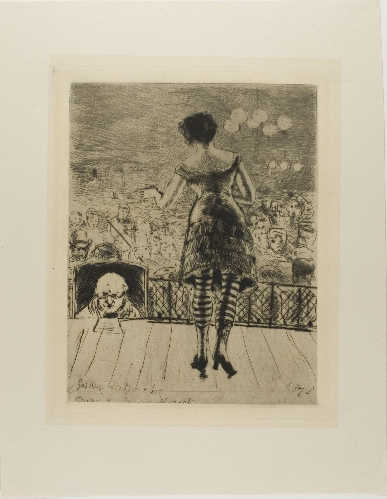 Plate from l'Assommoir (singer onstage with prompter) by Gaston La Touche