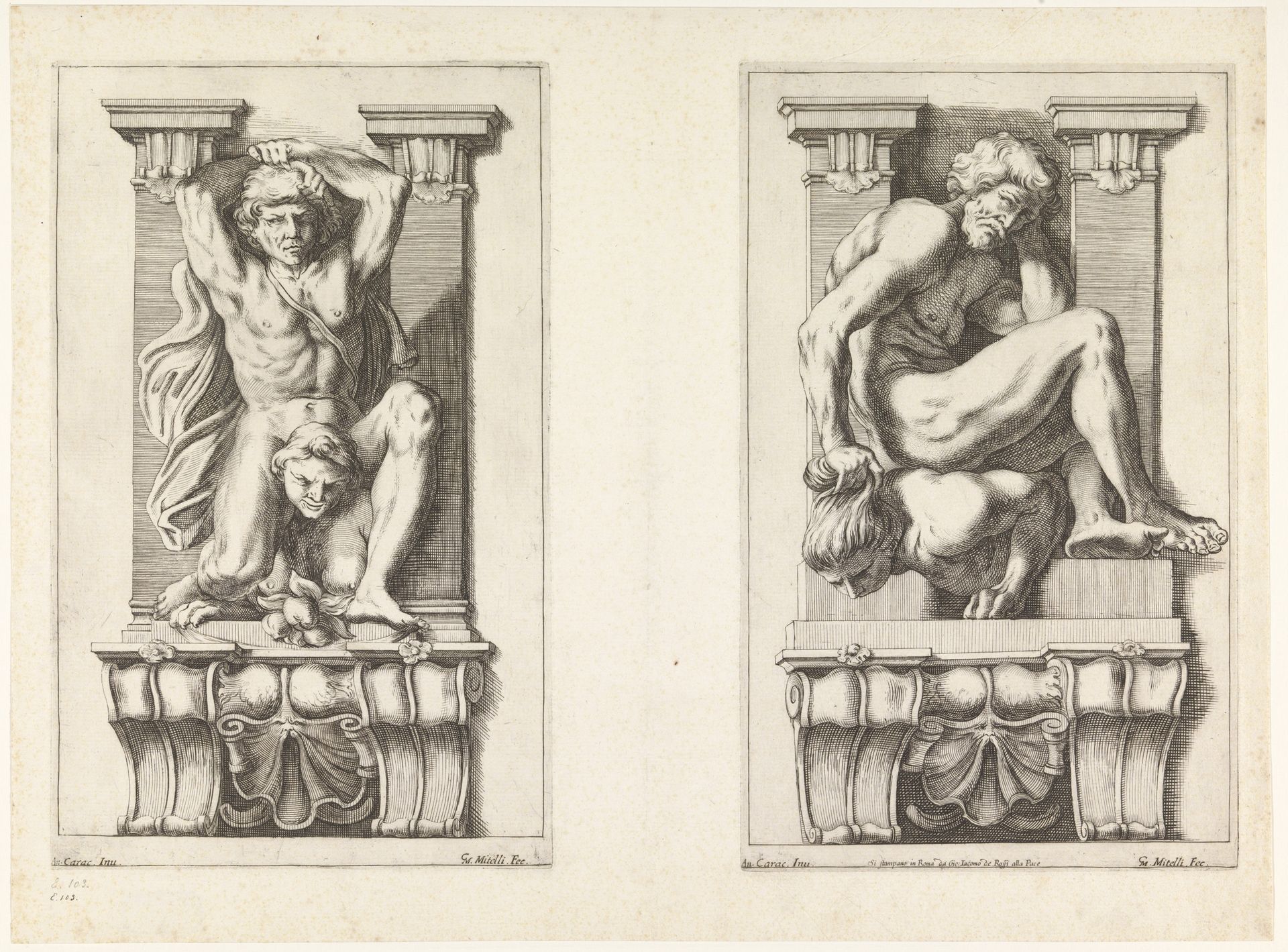 Man onderwerpt een harpij by Giuseppe Maria Mitelli