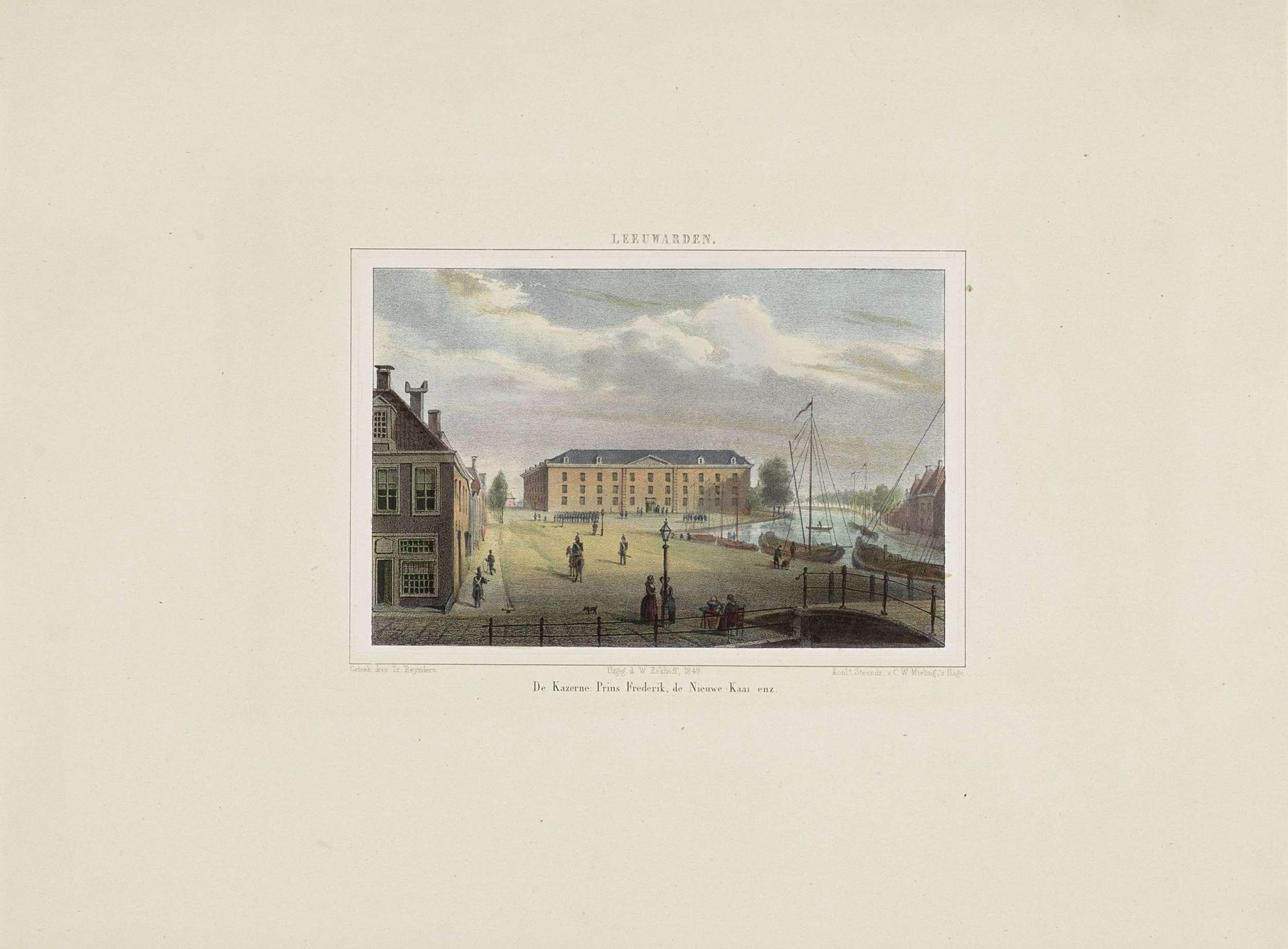 Blik op de Frederikkazerne in Leeuwarden by Isaac Reijnders Sz.