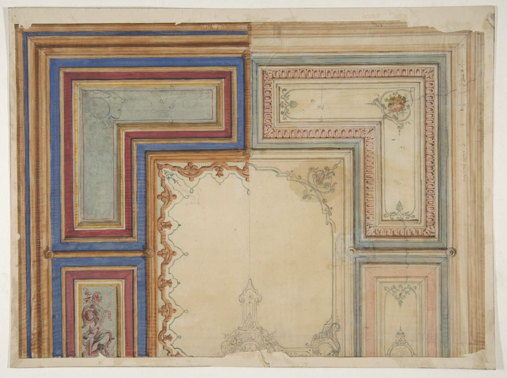Two alternative designs for the painted decoration of a ceiling by Jules-Edmond-Charles Lachaise