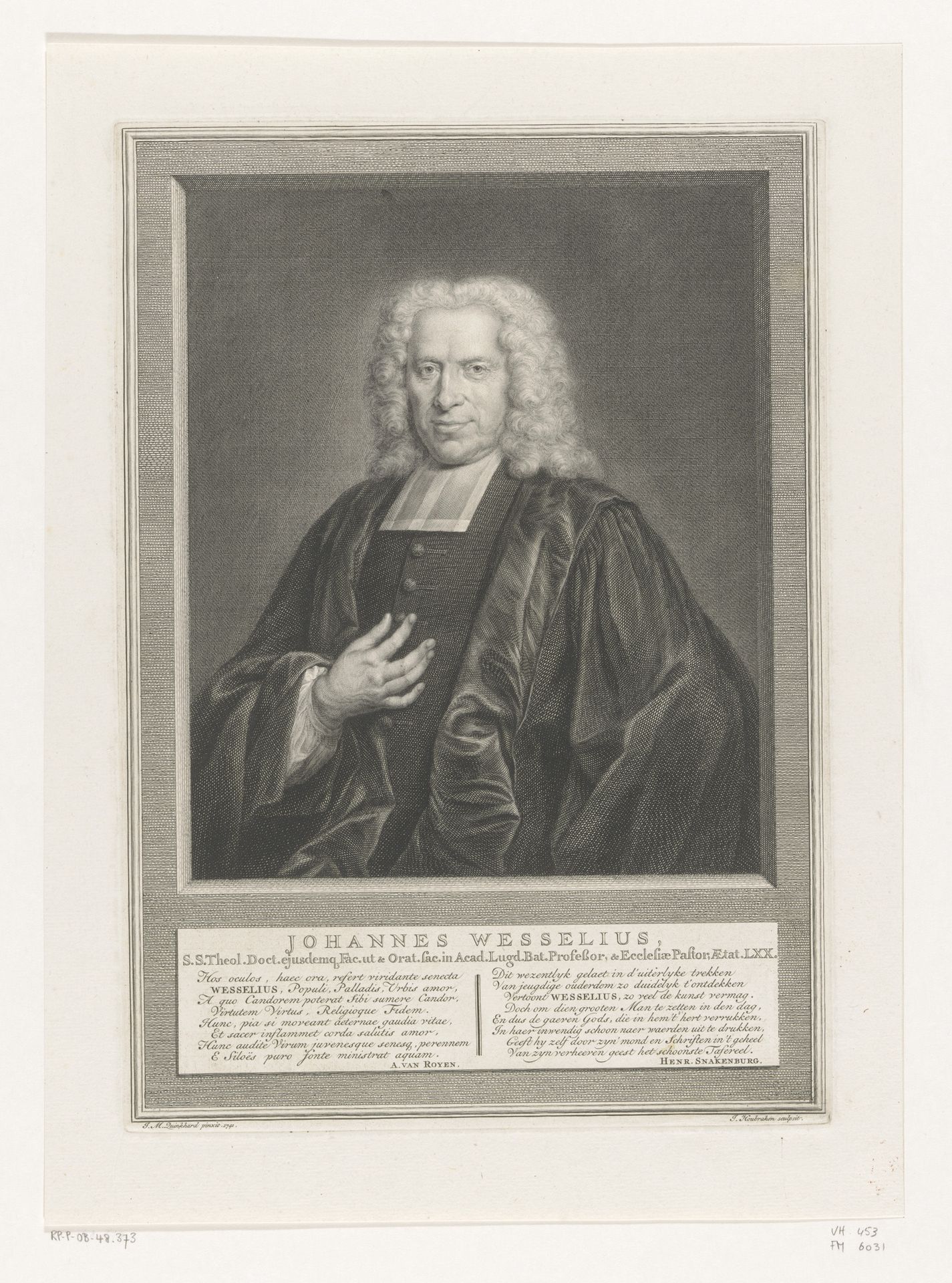 Portret van Johannes Wesselius by Jacob Houbraken