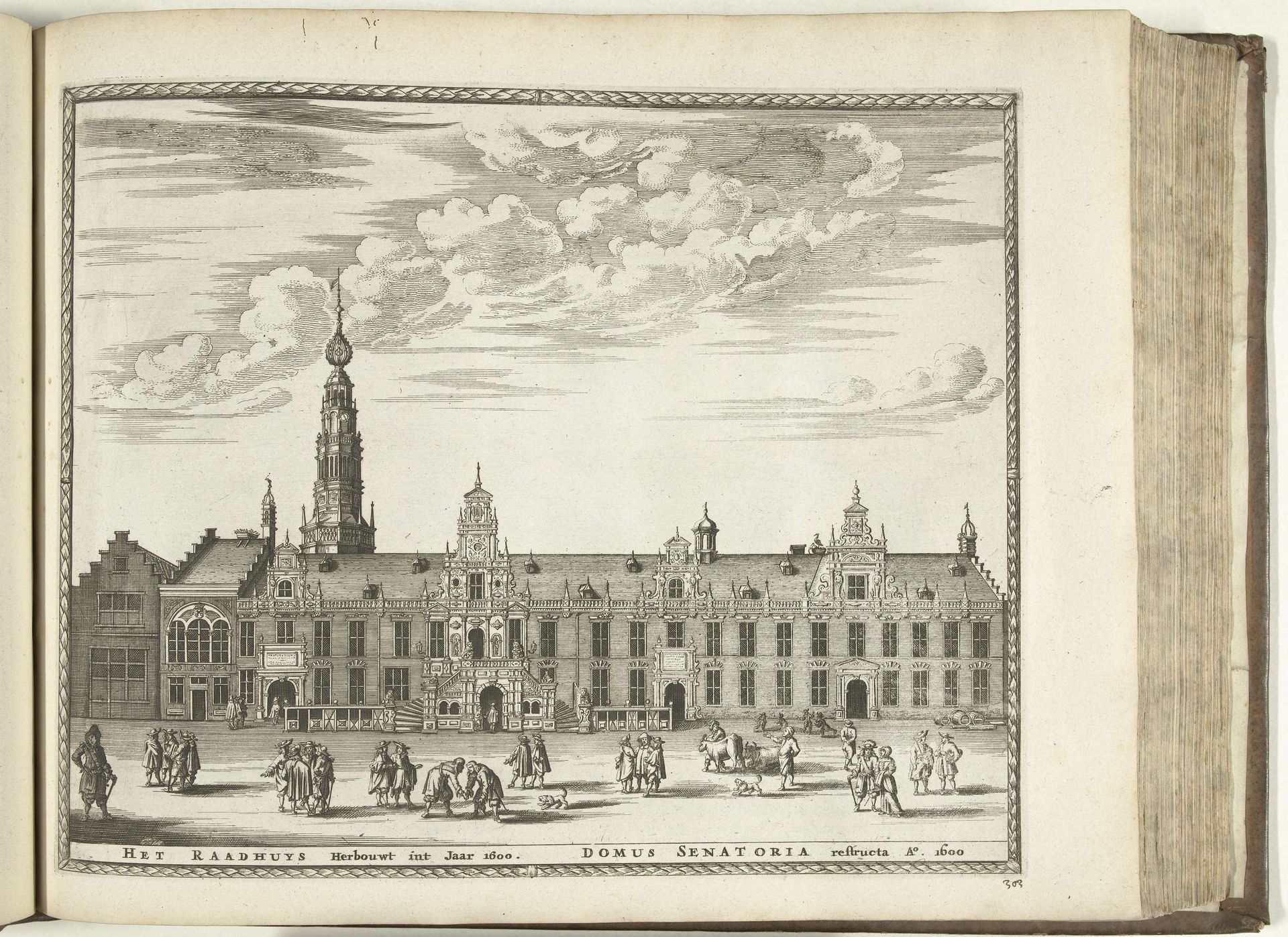 Gezicht op het raadhuis van Leiden, 1726 by Anonymous