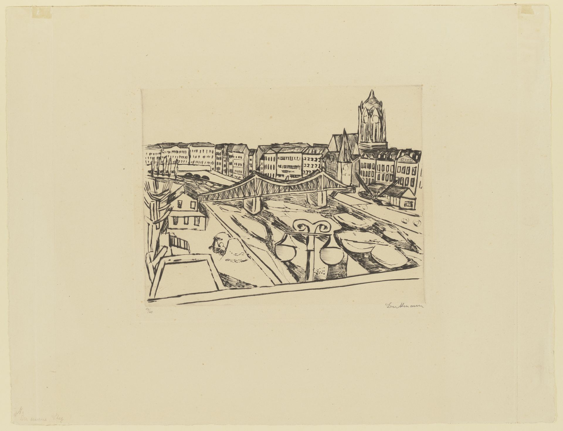 City View with 'Eiserner Steg' (Iron Bridge) by Max Beckmann