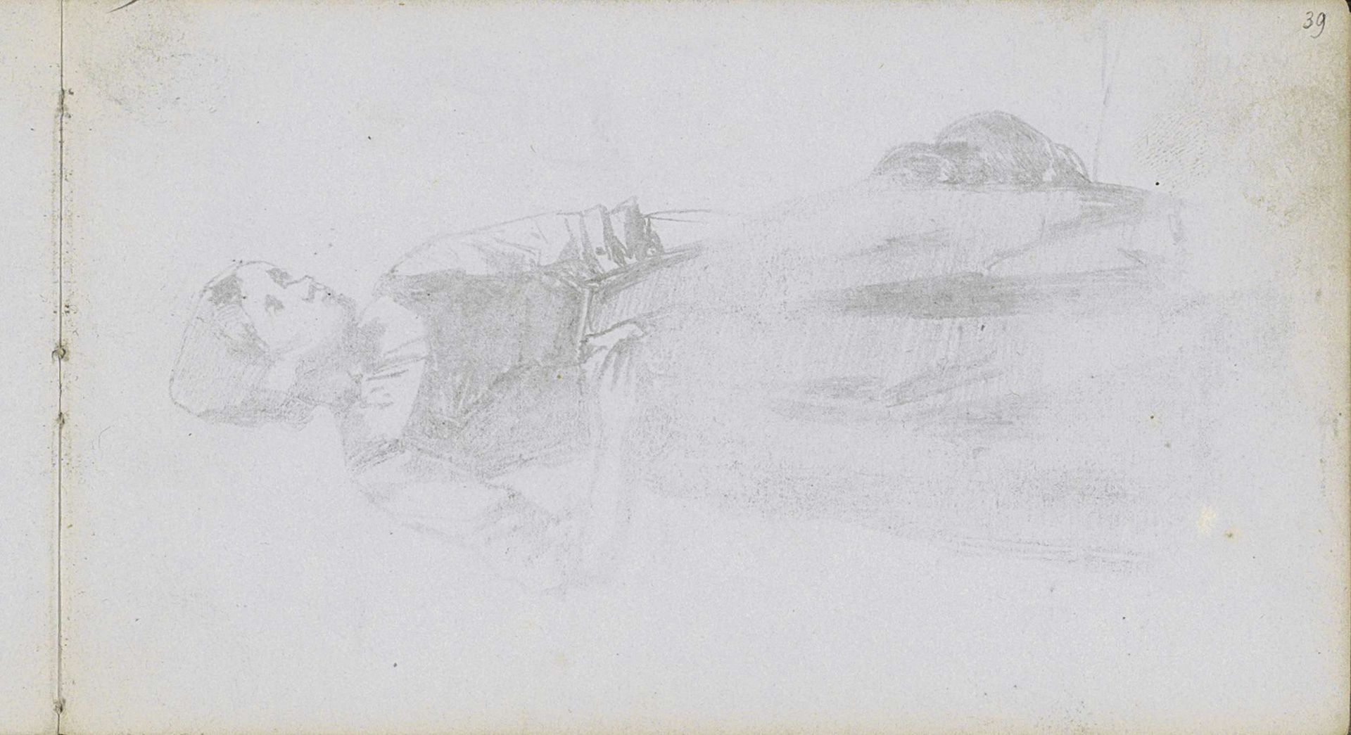 Abklatsch van de tekening op pagina 38 verso by Johan Hendrik Weissenbruch
