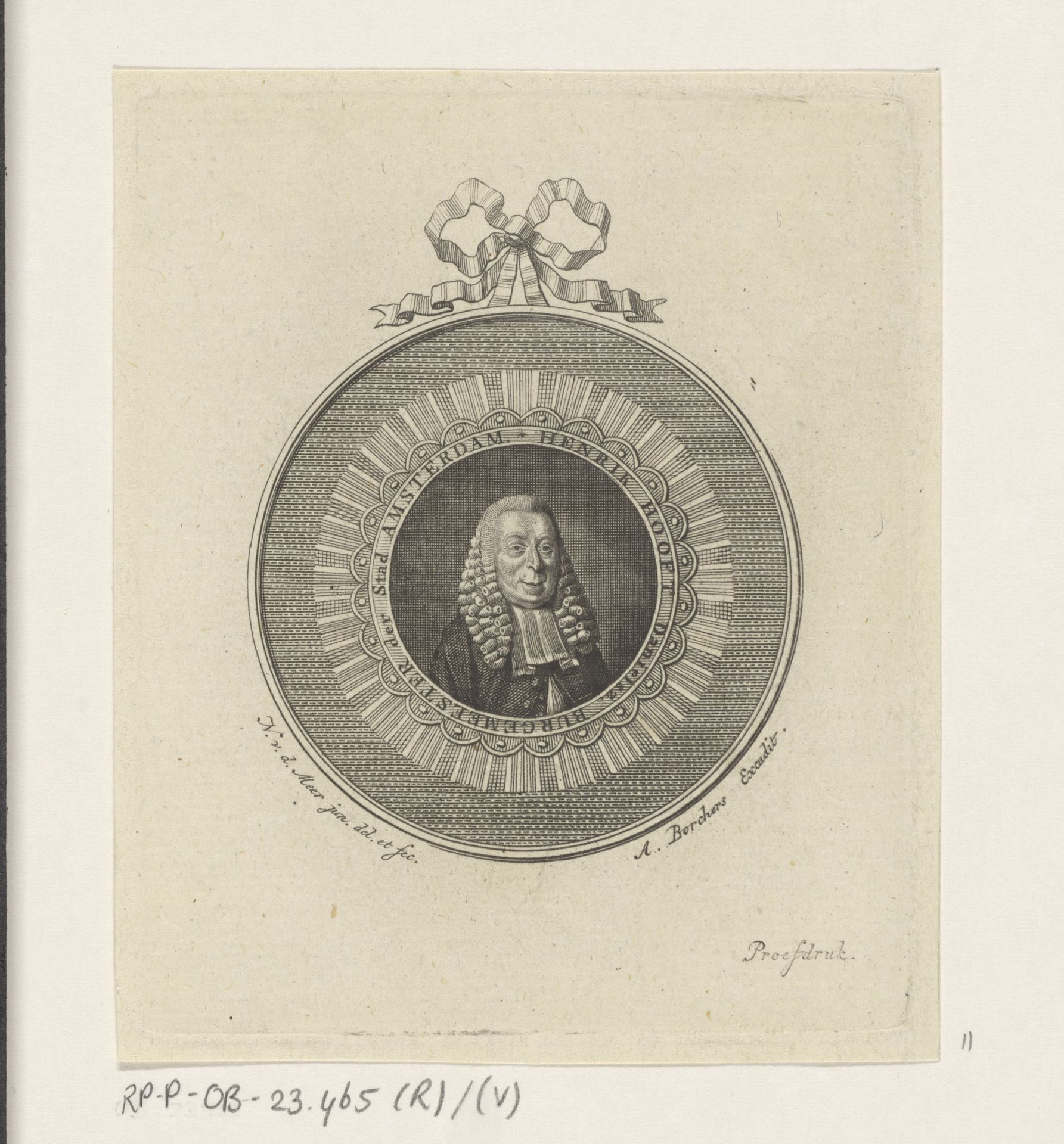 Portret van Hendrik Danielsz. Hooft by Noach van der (II) Meer