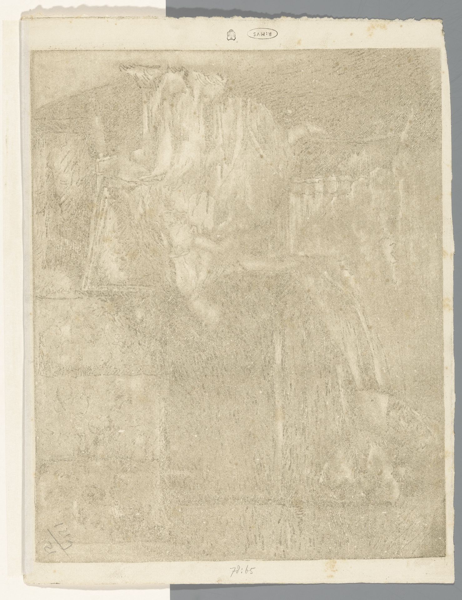 Vrouw die op een stoel naast een wieg zit by Albert Roelofs