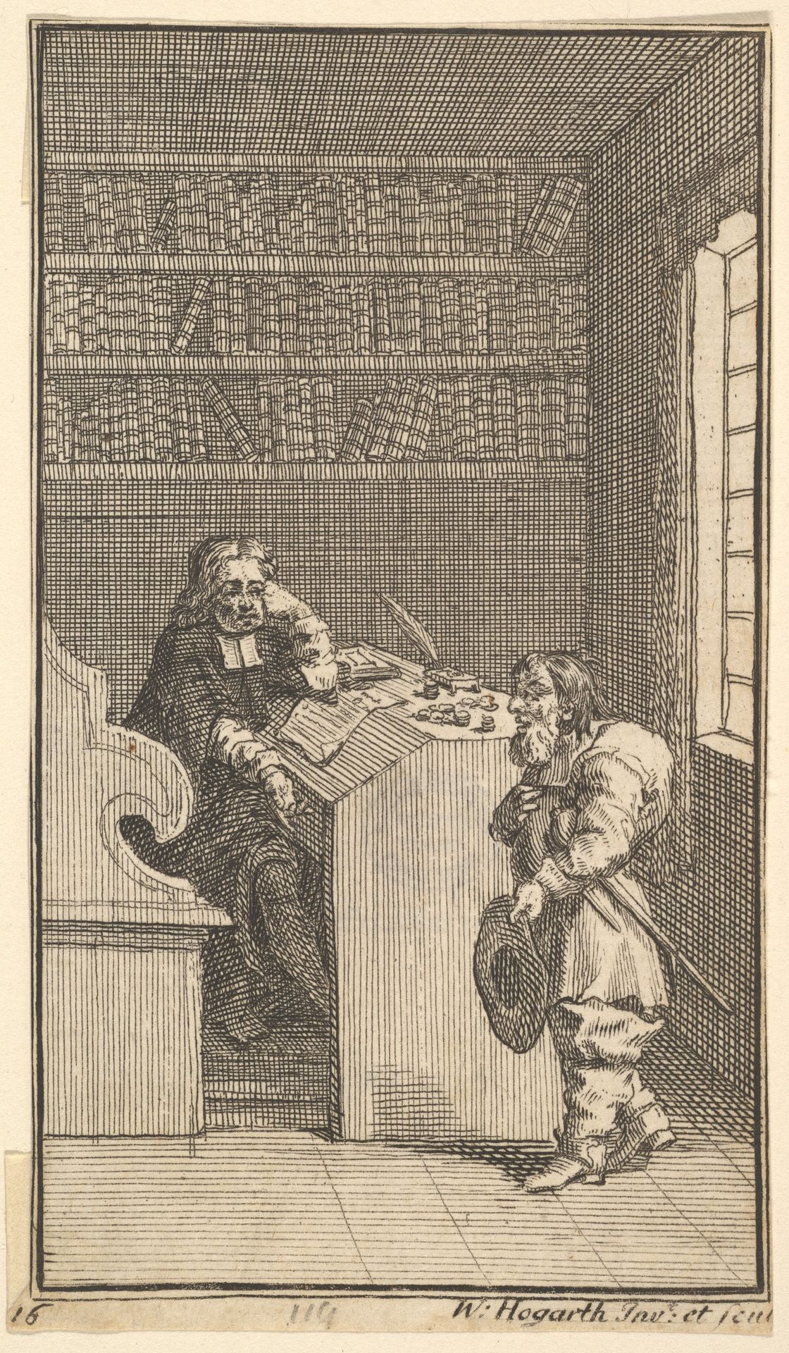 Hudibras and the Lawyer (Seventeen Small Illustrations for Samuel Butler's Hudibras, no.16) by William Hogarth