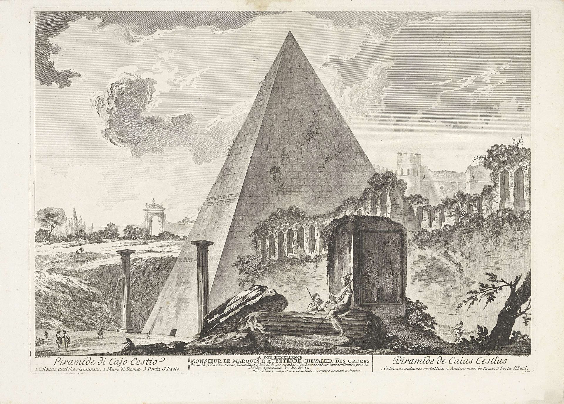 Piramide van Cestius te Rome by Domenico Montaigù
