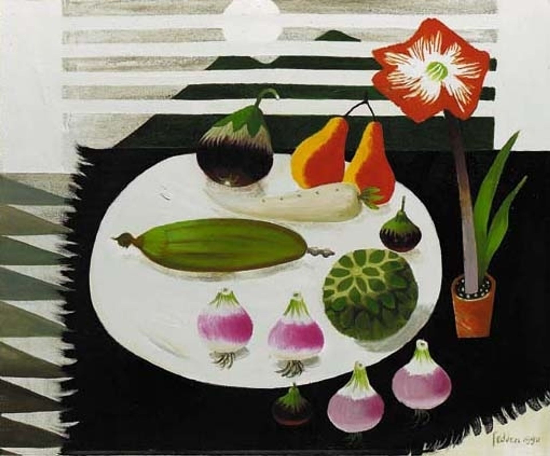 Still life with pears and onions by Mary Fedden