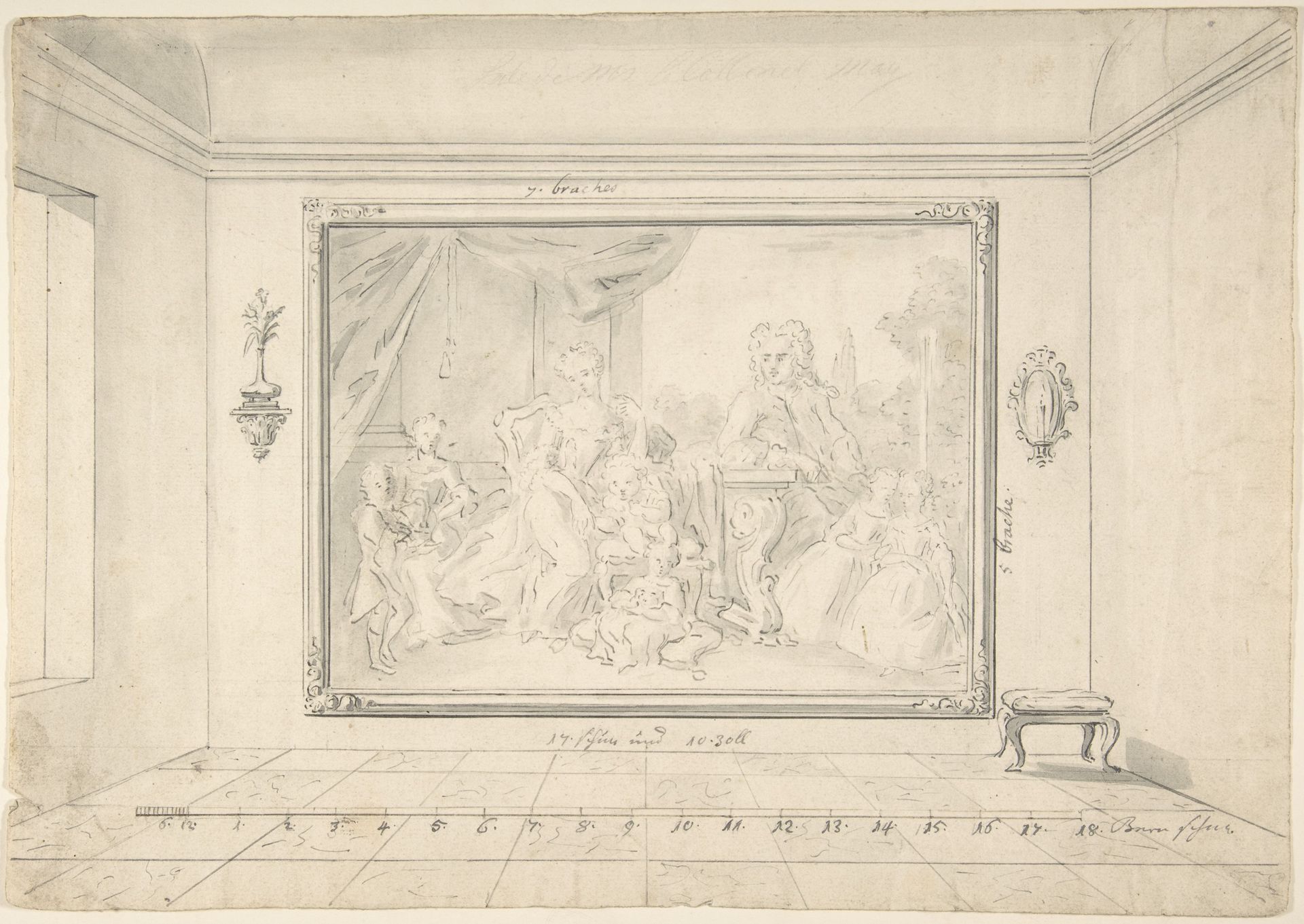 Sketch of a Painted Family Portrait "in situ" by Anonymous